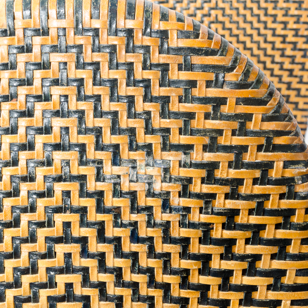 Six Bamboo and Leather Woven Chairs