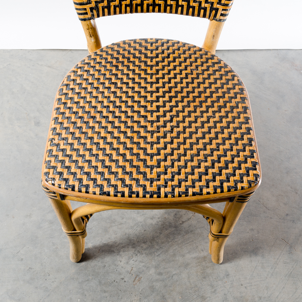 Six Bamboo and Leather Woven Chairs