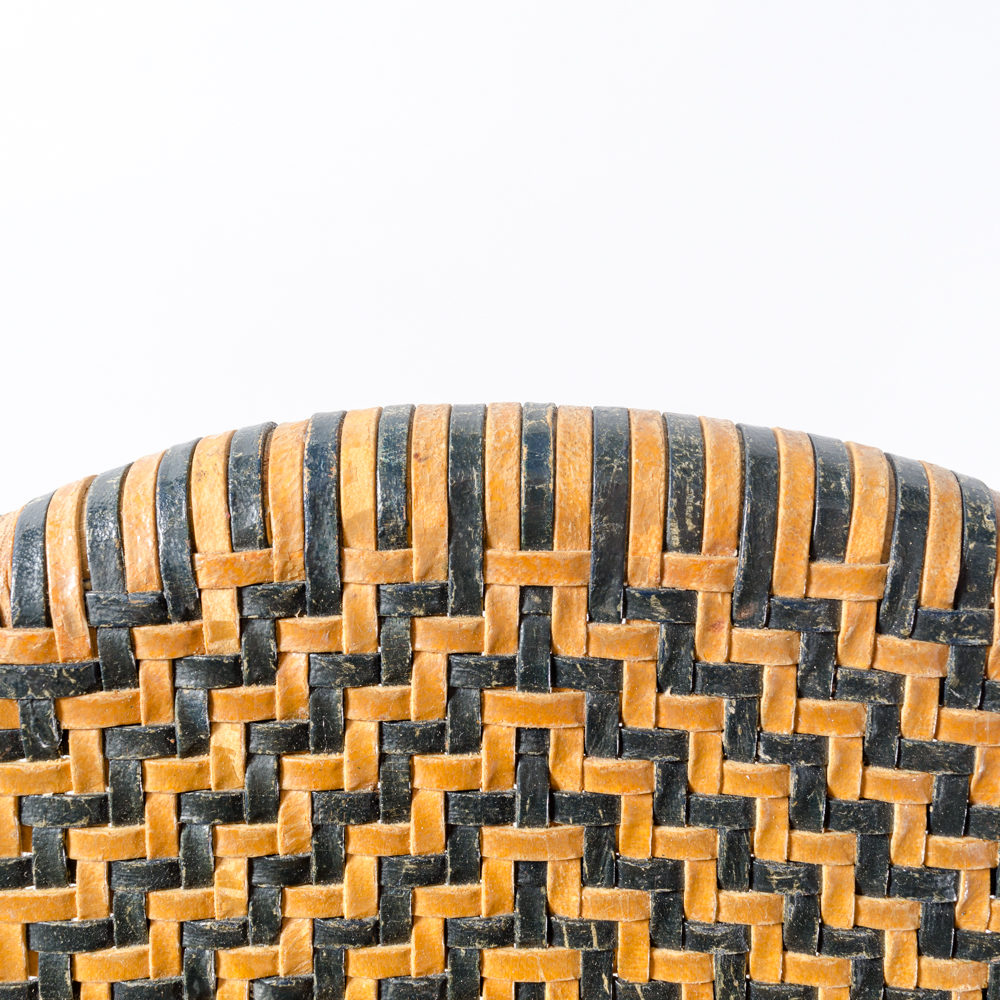 Six Bamboo and Leather Woven Chairs