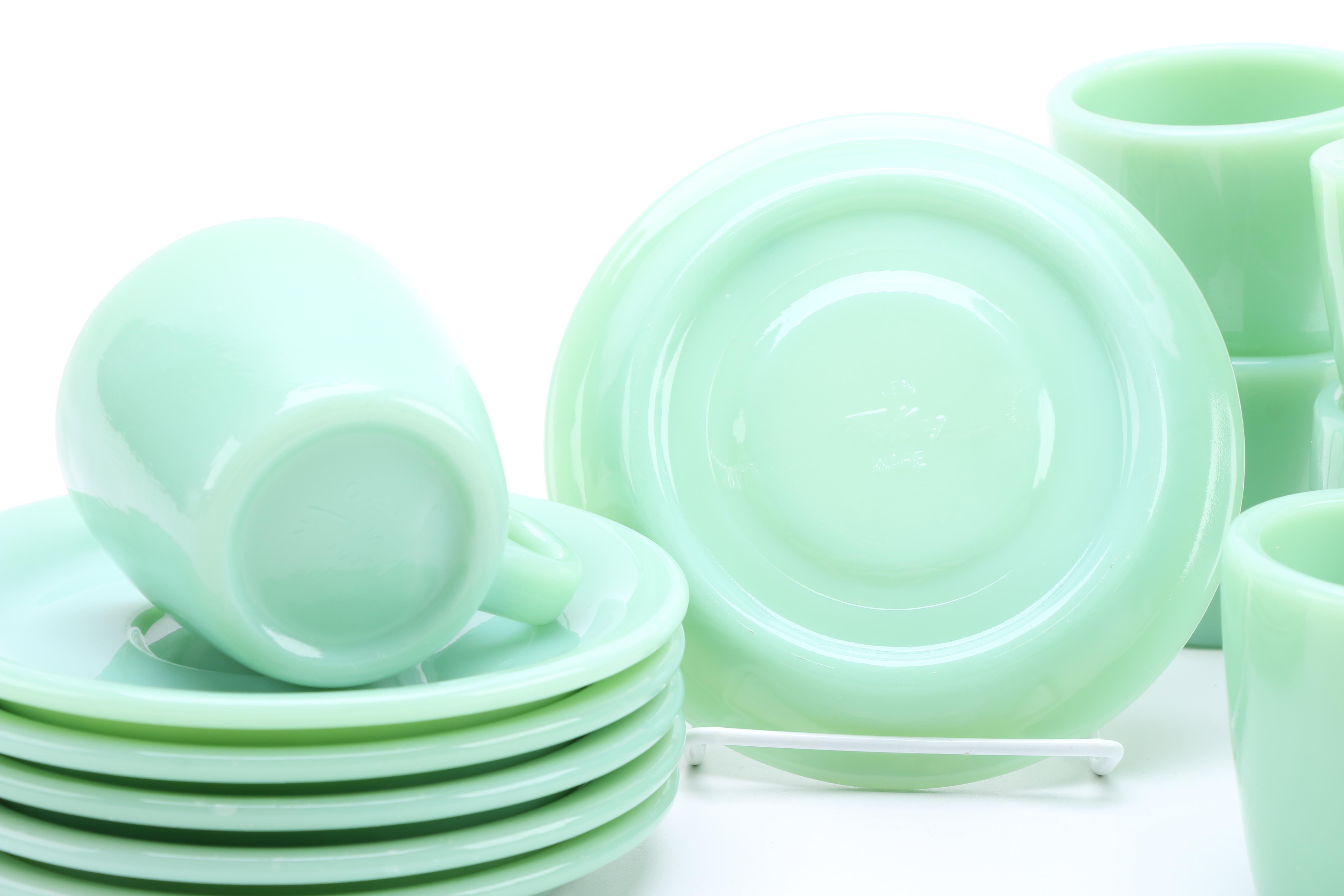 Fire King "Jade-ite" Cups and Saucers