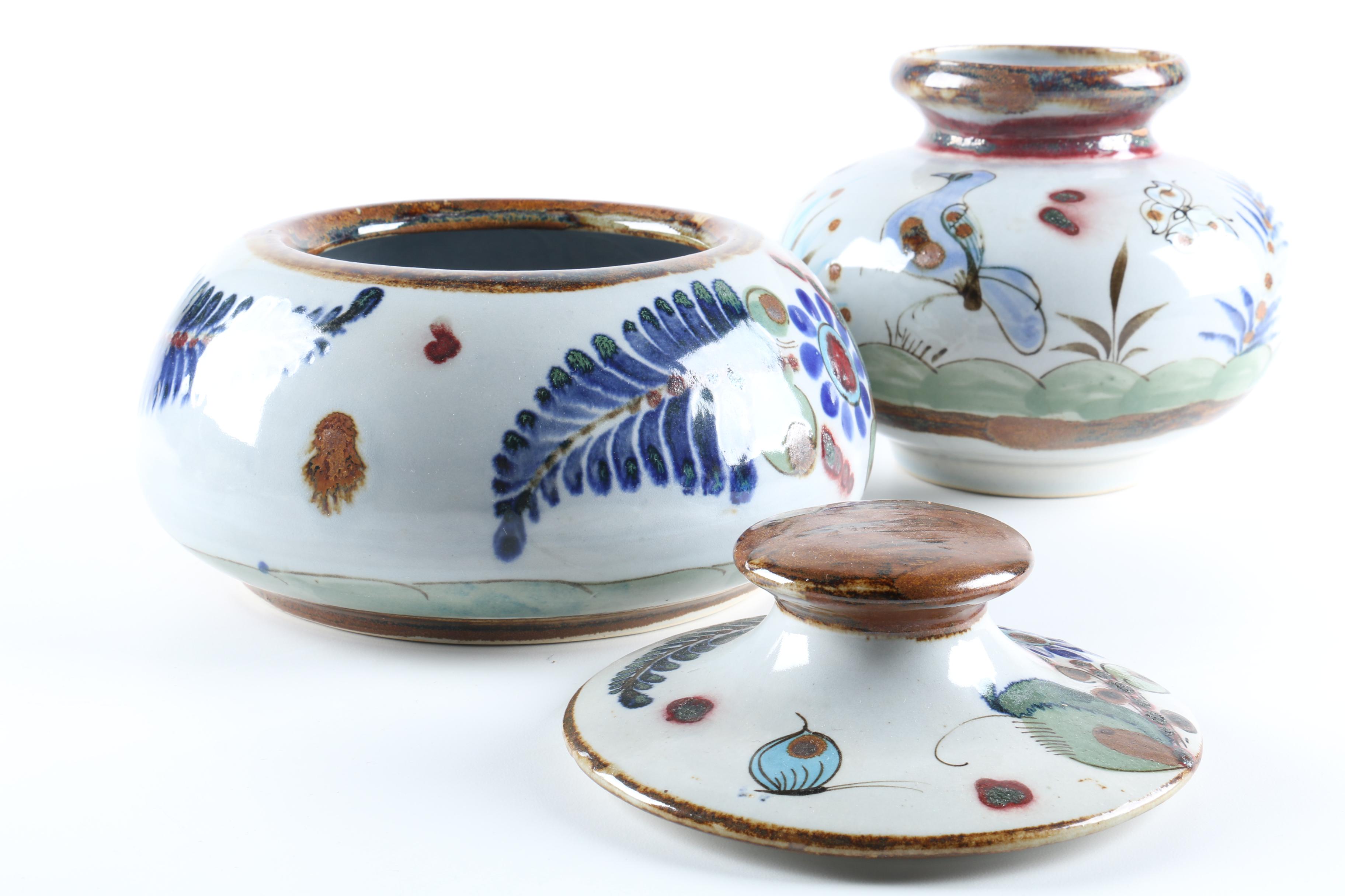 Ken Edwards Mexican Pottery with a Nature Motif