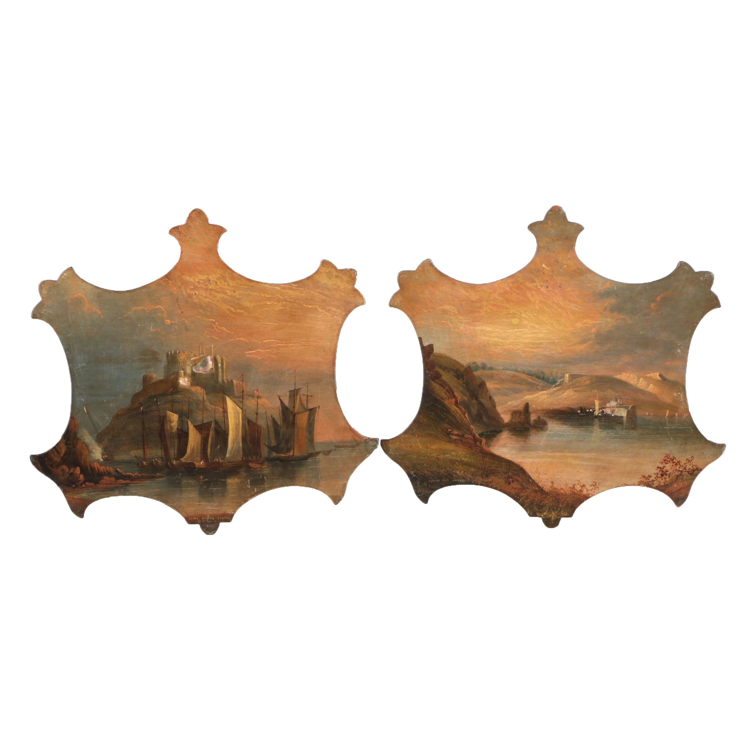 Pair of Oil Paintings on Decorative Wooden Panels
