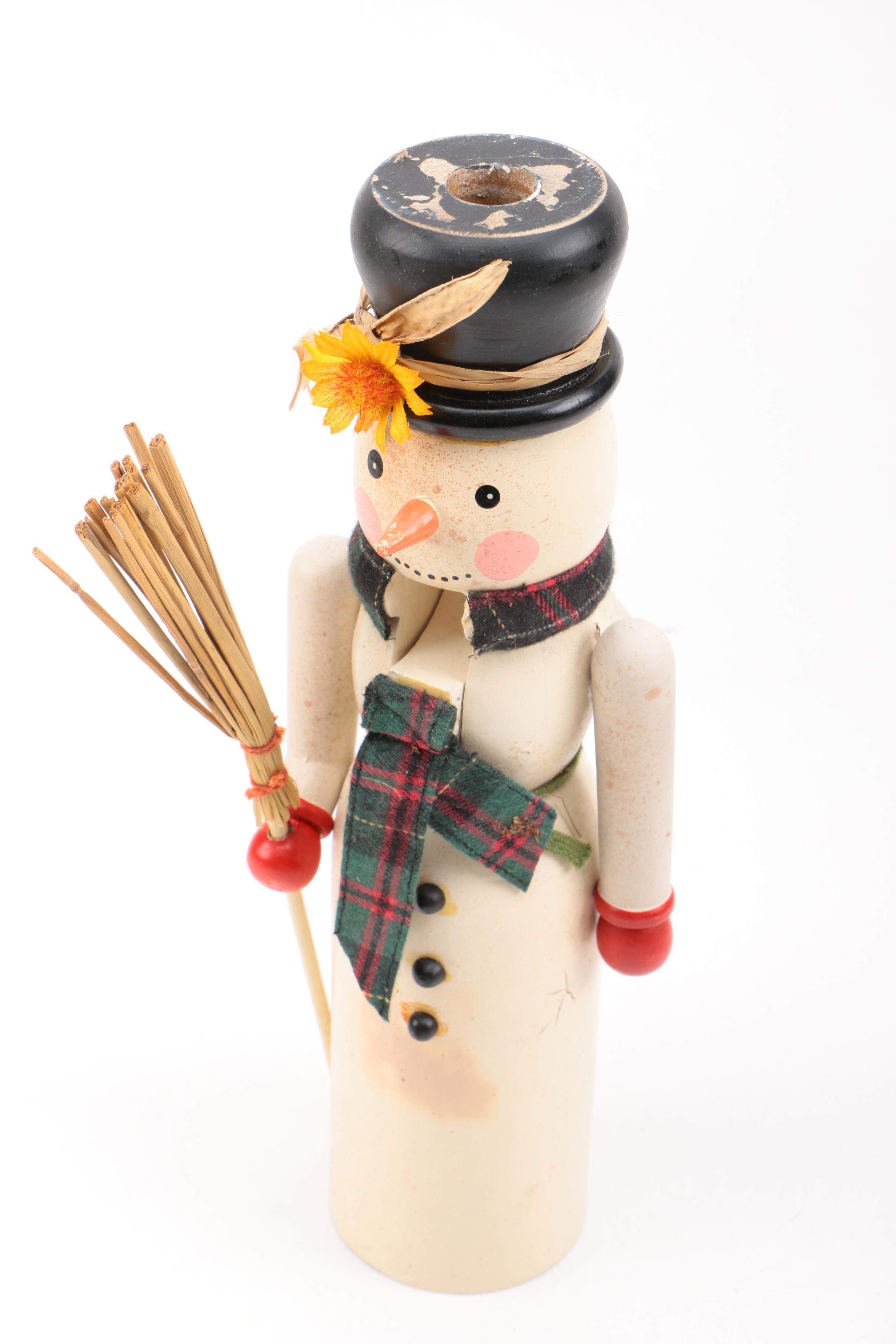 Wooden Snowman Nutcrackers