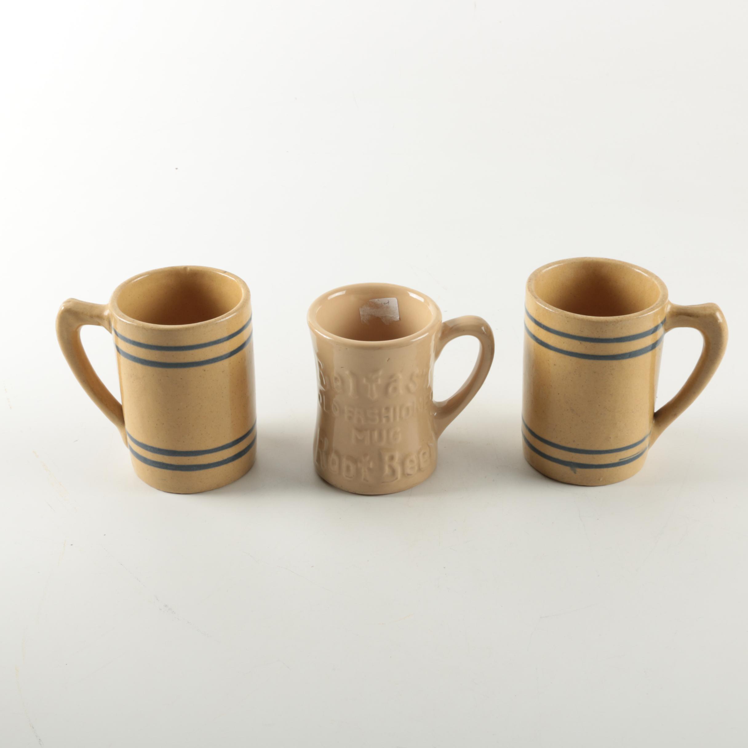 Stoneware Mugs including Antique to Vintage Buckeye Pottery
