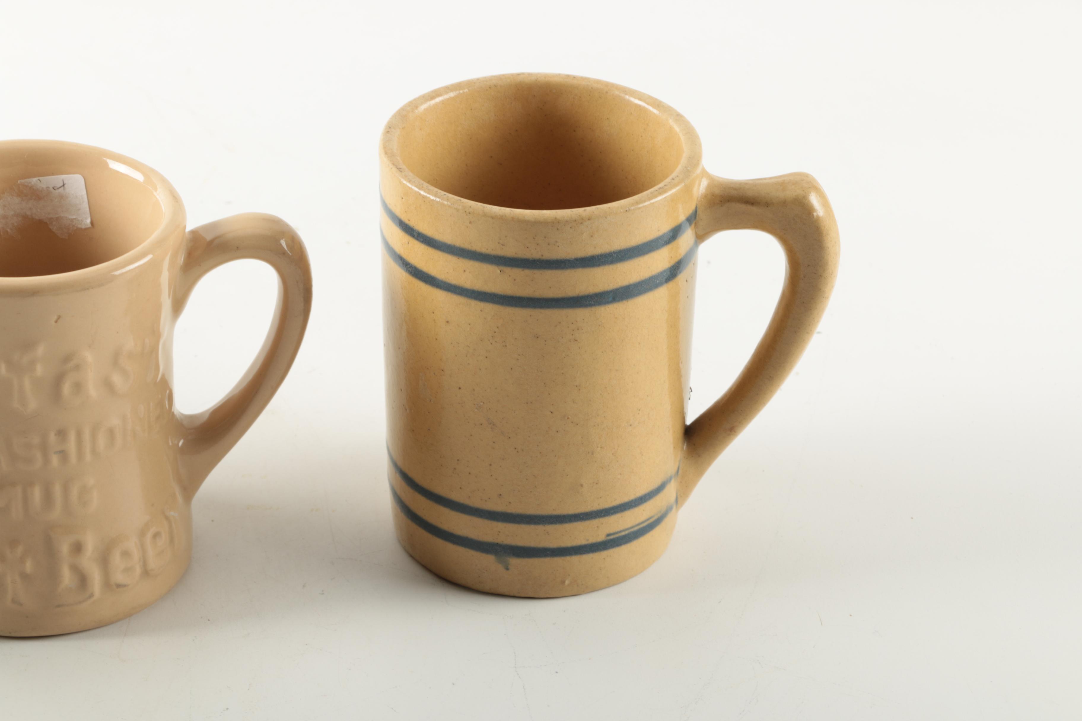 Stoneware Mugs including Antique to Vintage Buckeye Pottery