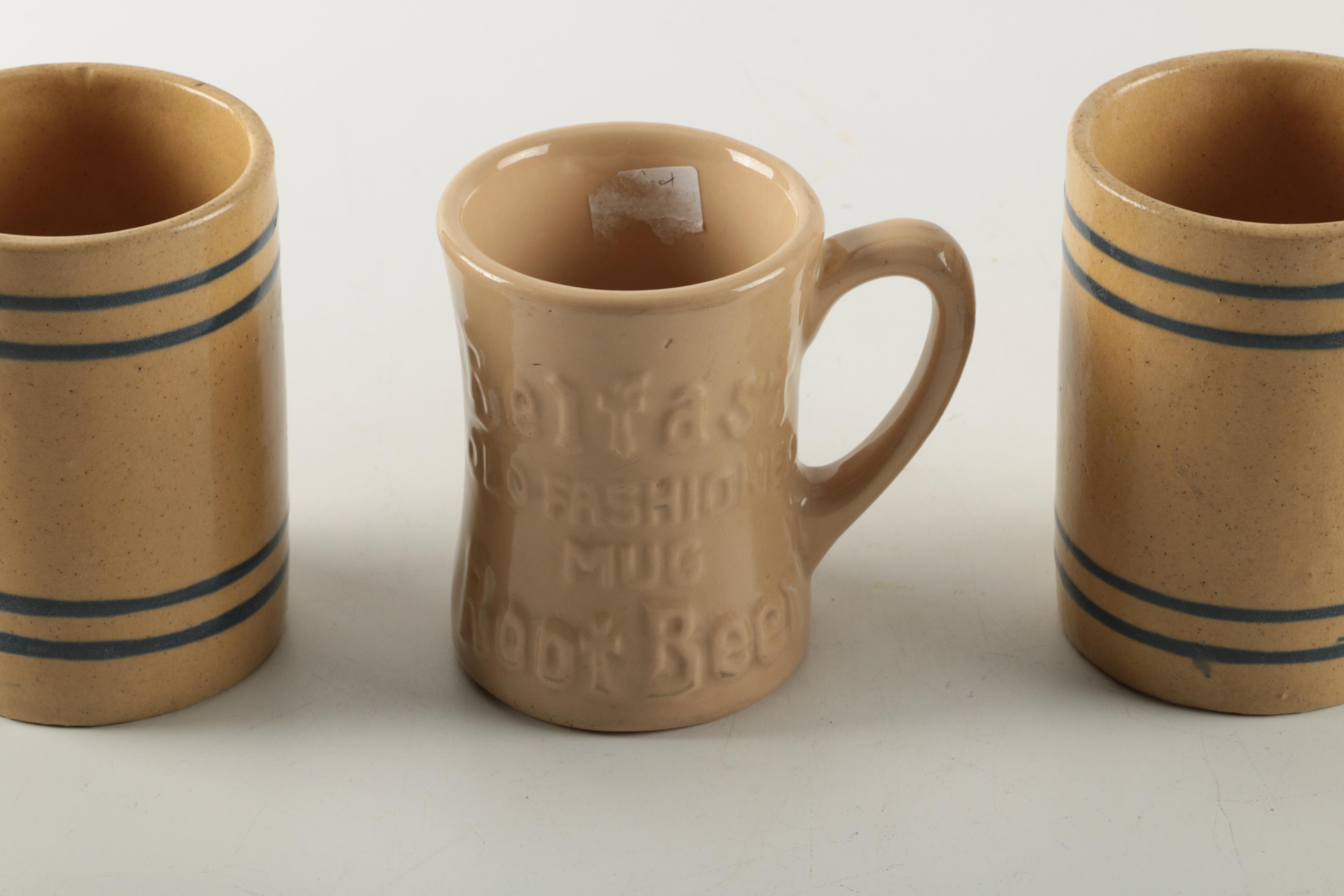 Stoneware Mugs including Antique to Vintage Buckeye Pottery