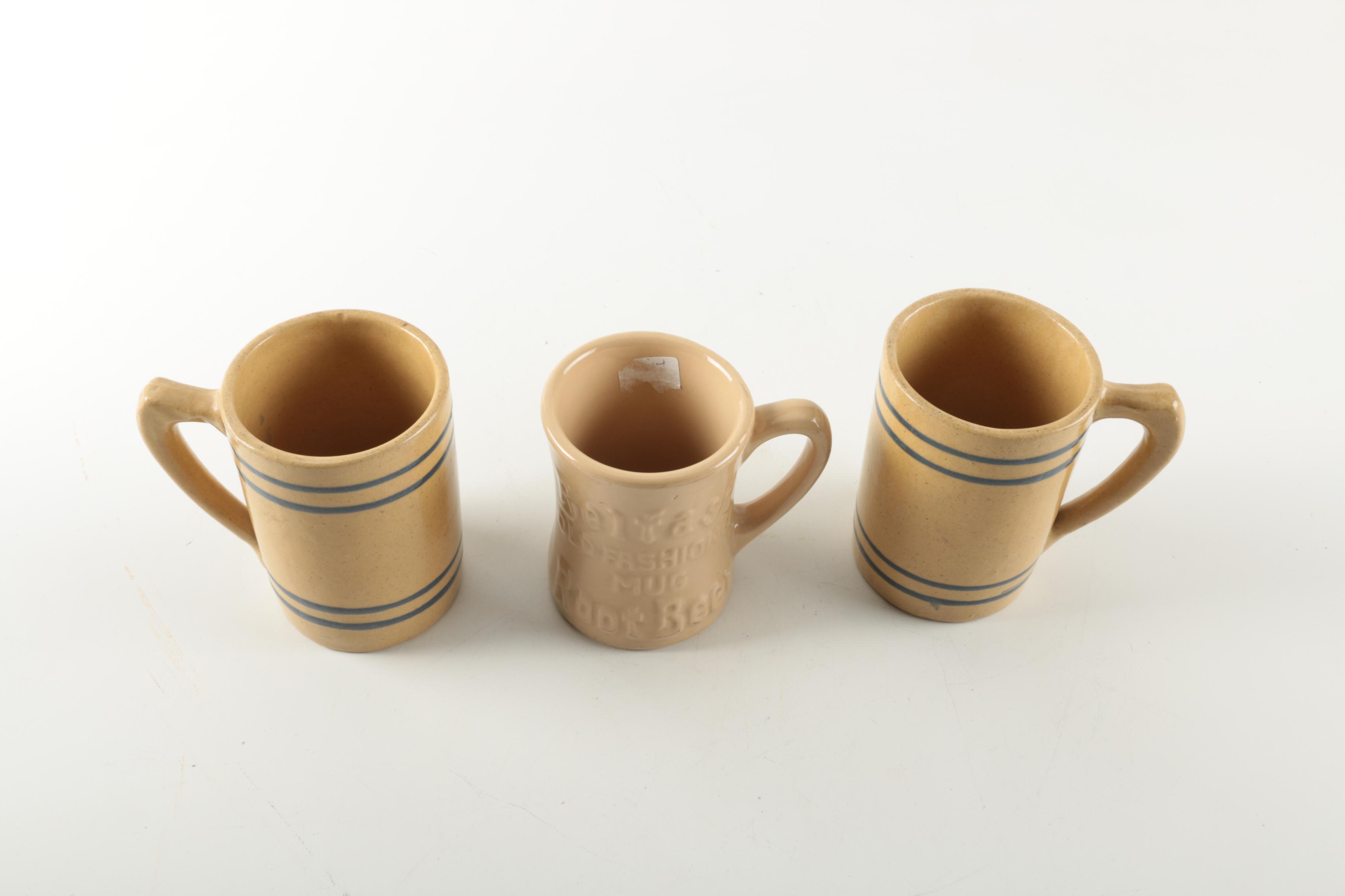 Stoneware Mugs including Antique to Vintage Buckeye Pottery