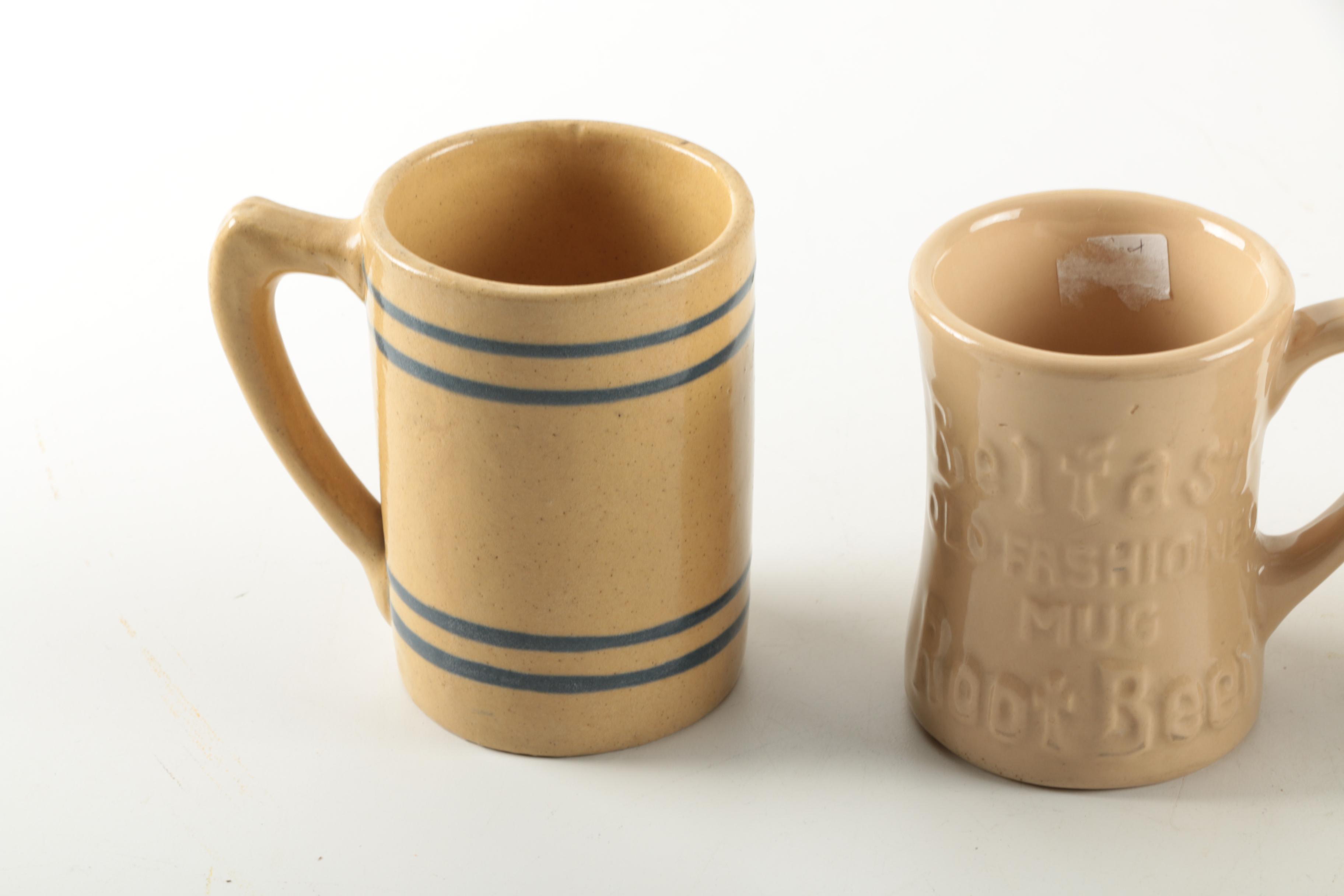 Stoneware Mugs including Antique to Vintage Buckeye Pottery