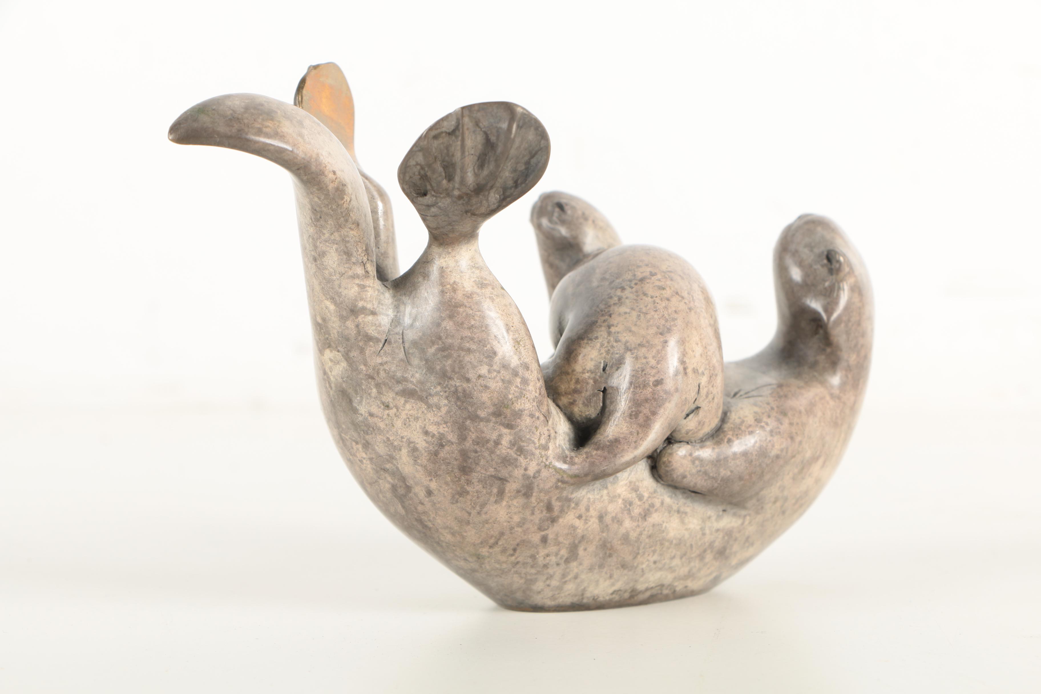 Brian Arthur Enamel Coated Copper Otter and Turtle Figurines
