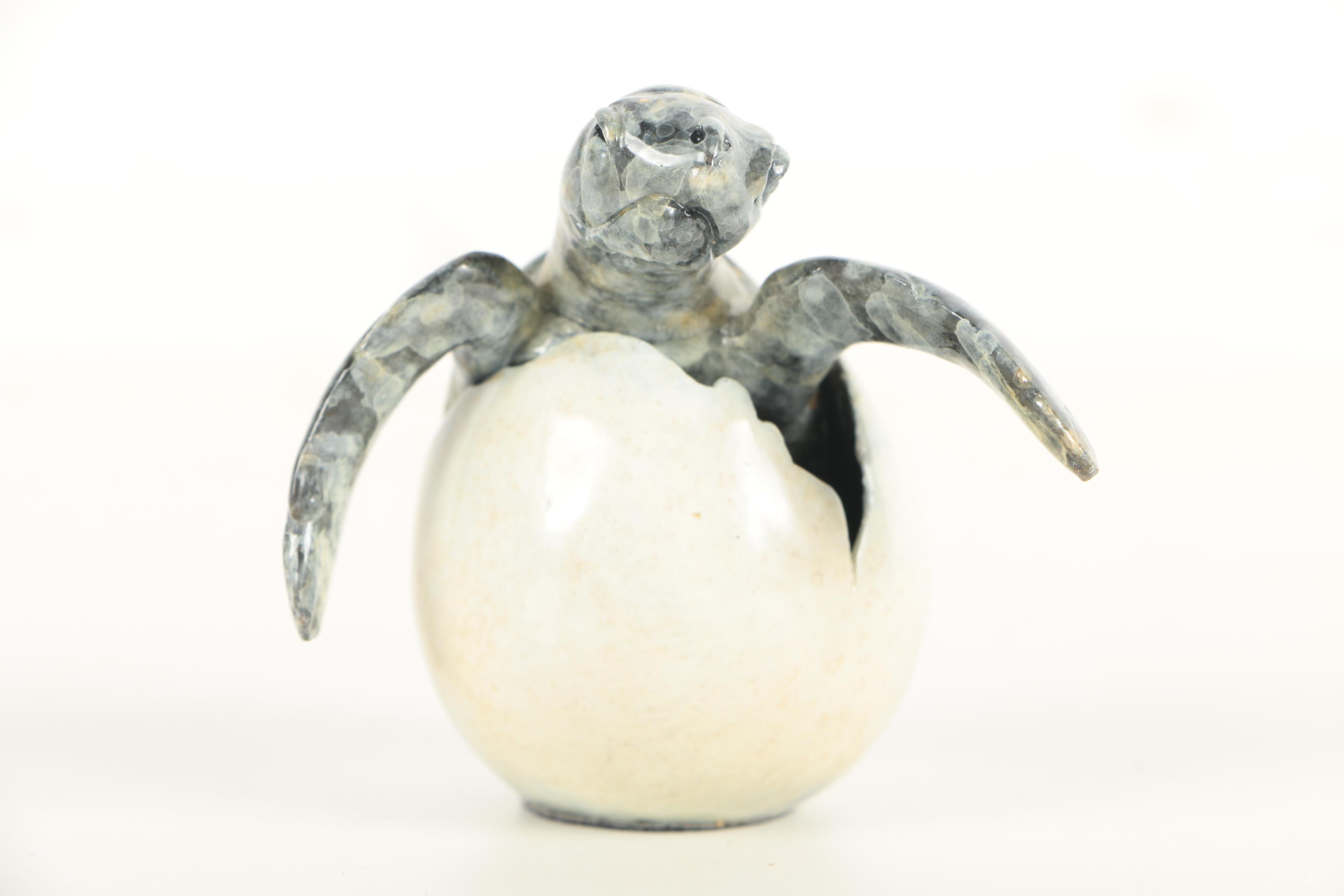 Brian Arthur Enamel Coated Copper Otter and Turtle Figurines