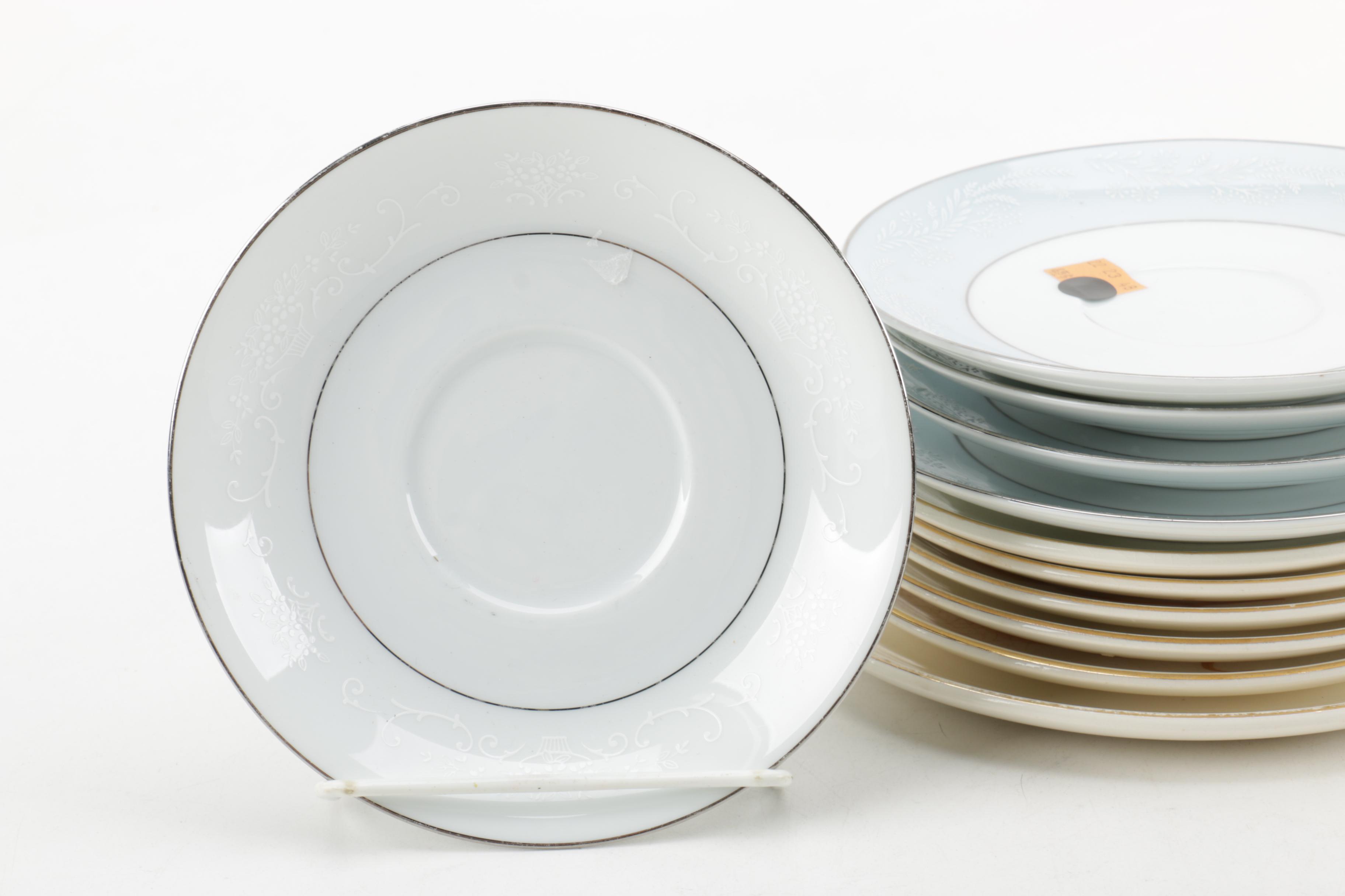 Noritake China Saucers with 22K Gold Accented Plates