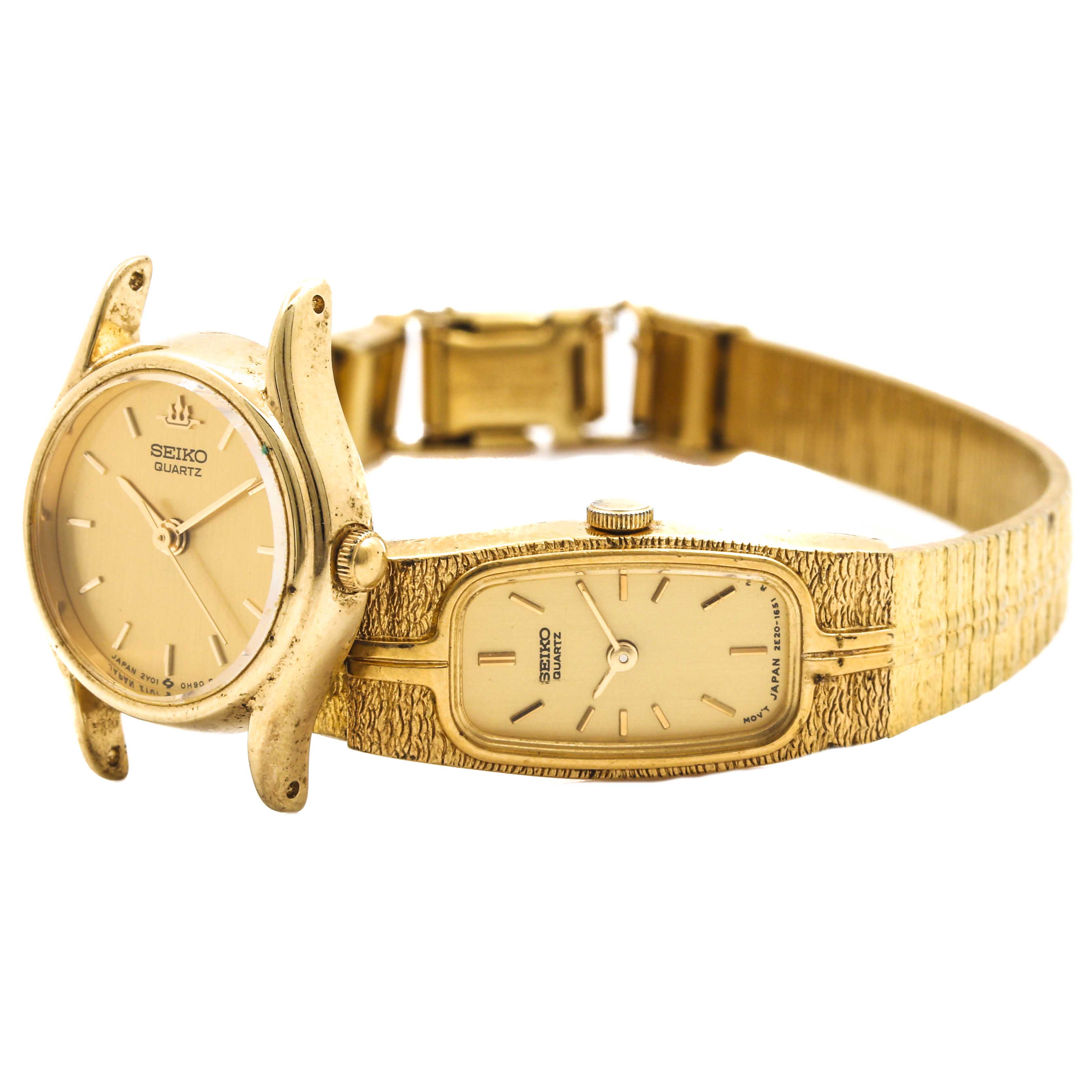 Seiko Gold Tone Watch and Watch Case