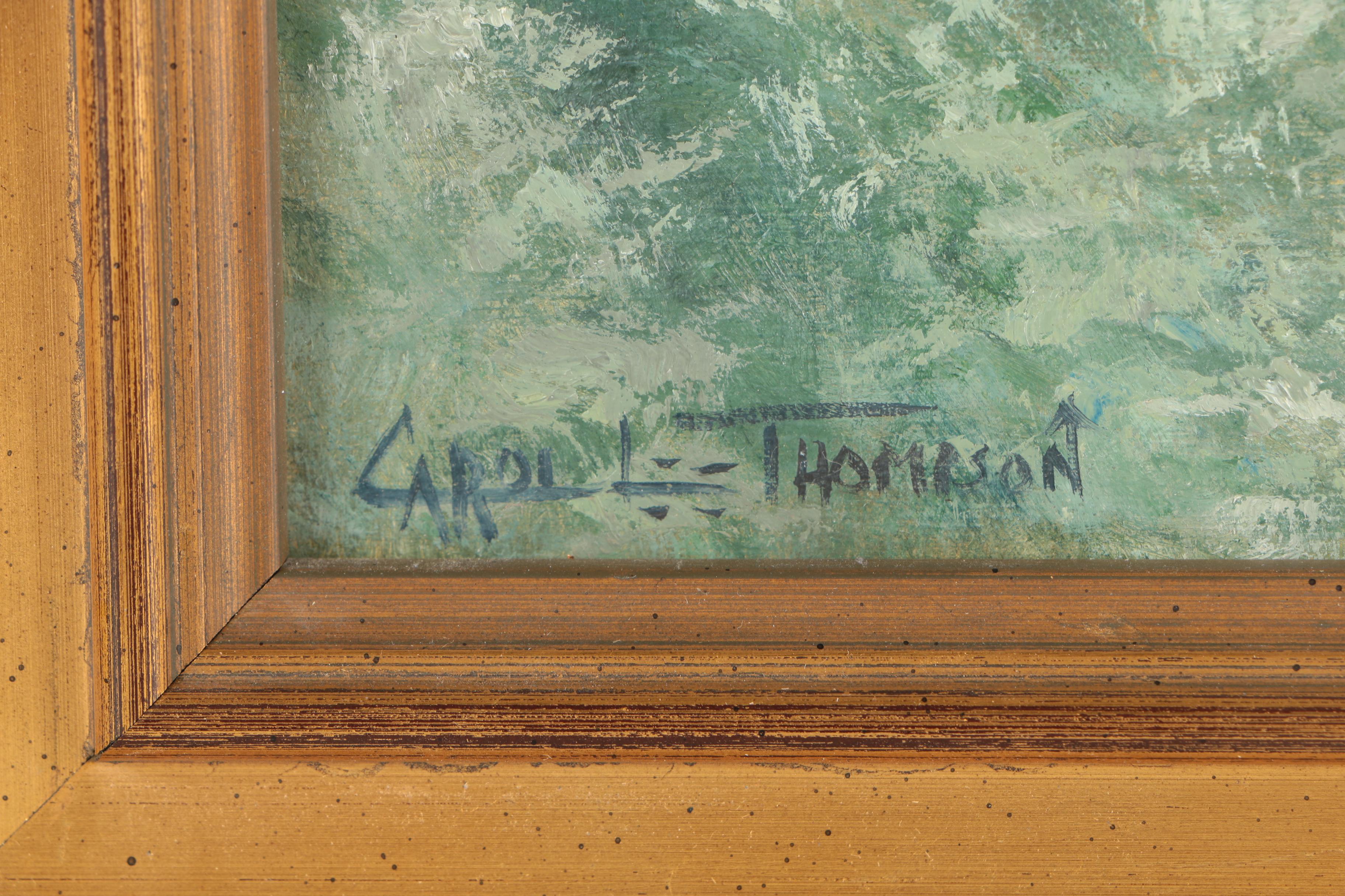 Carol Lee Thompson Oil Painting on Board of Grizzly Bear Catching Salmon