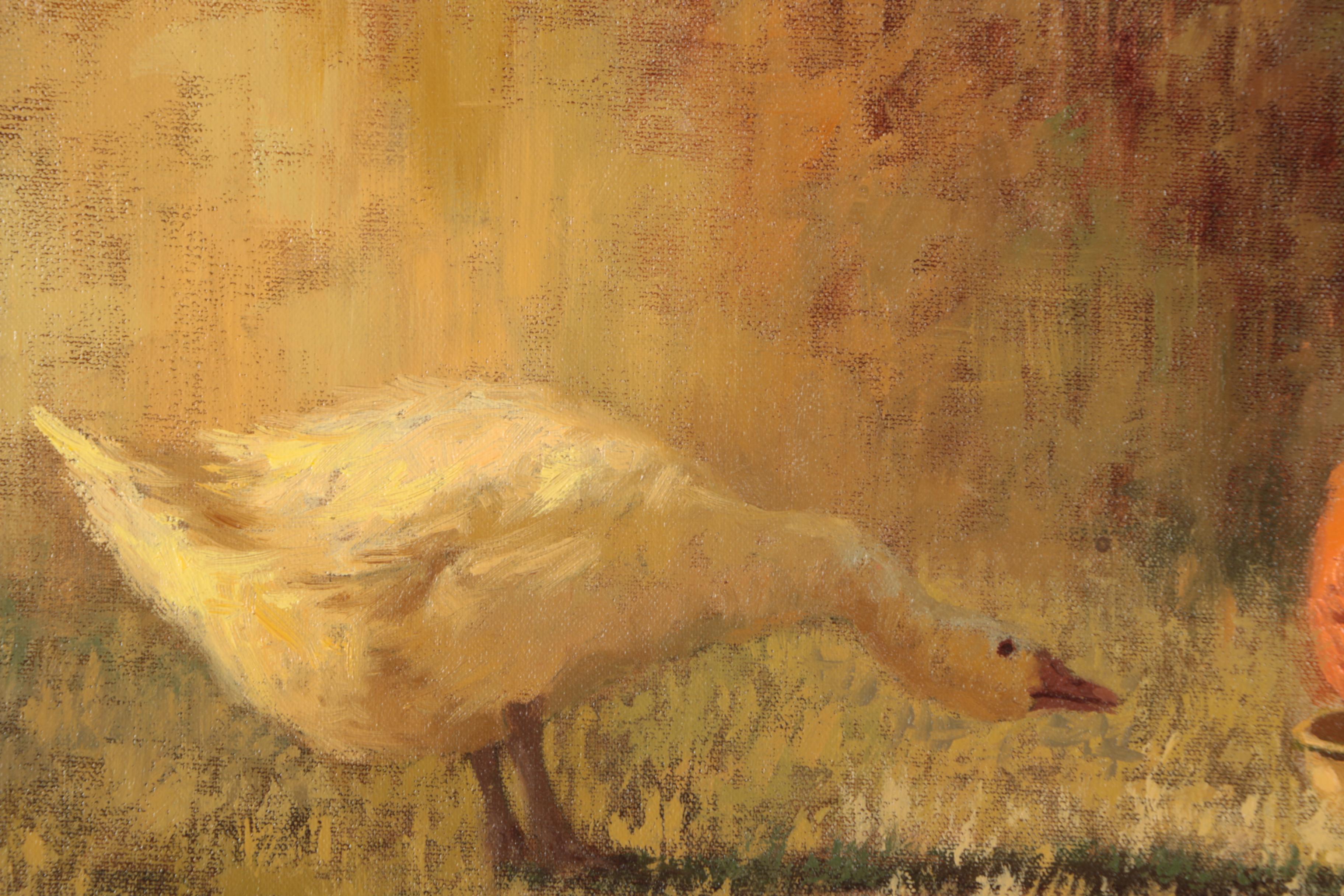 Robb Woods Oil Painting on Canvas Board "Ganders Dander"