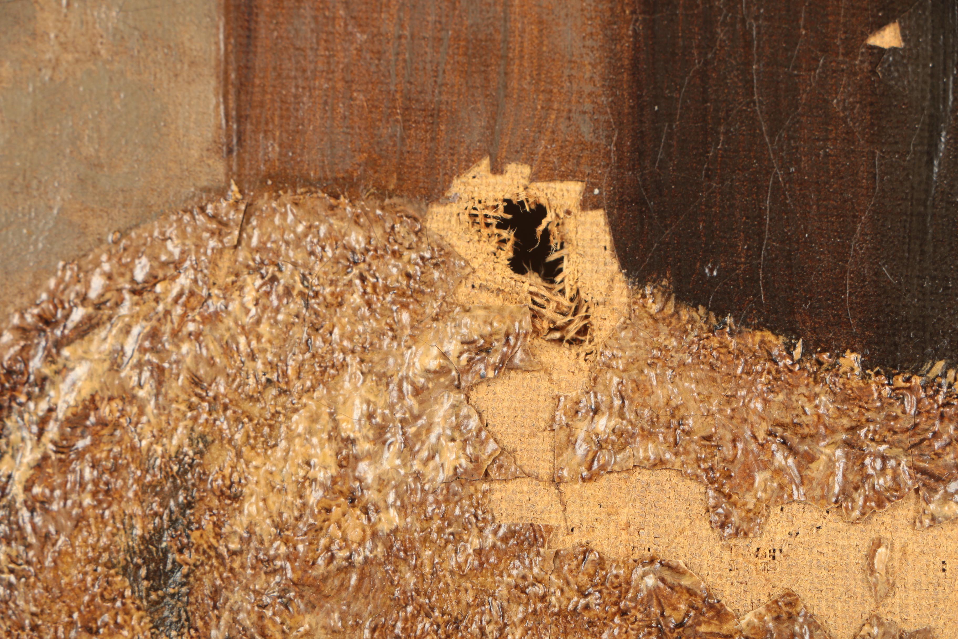 Oil Painting of Sheep in Barn