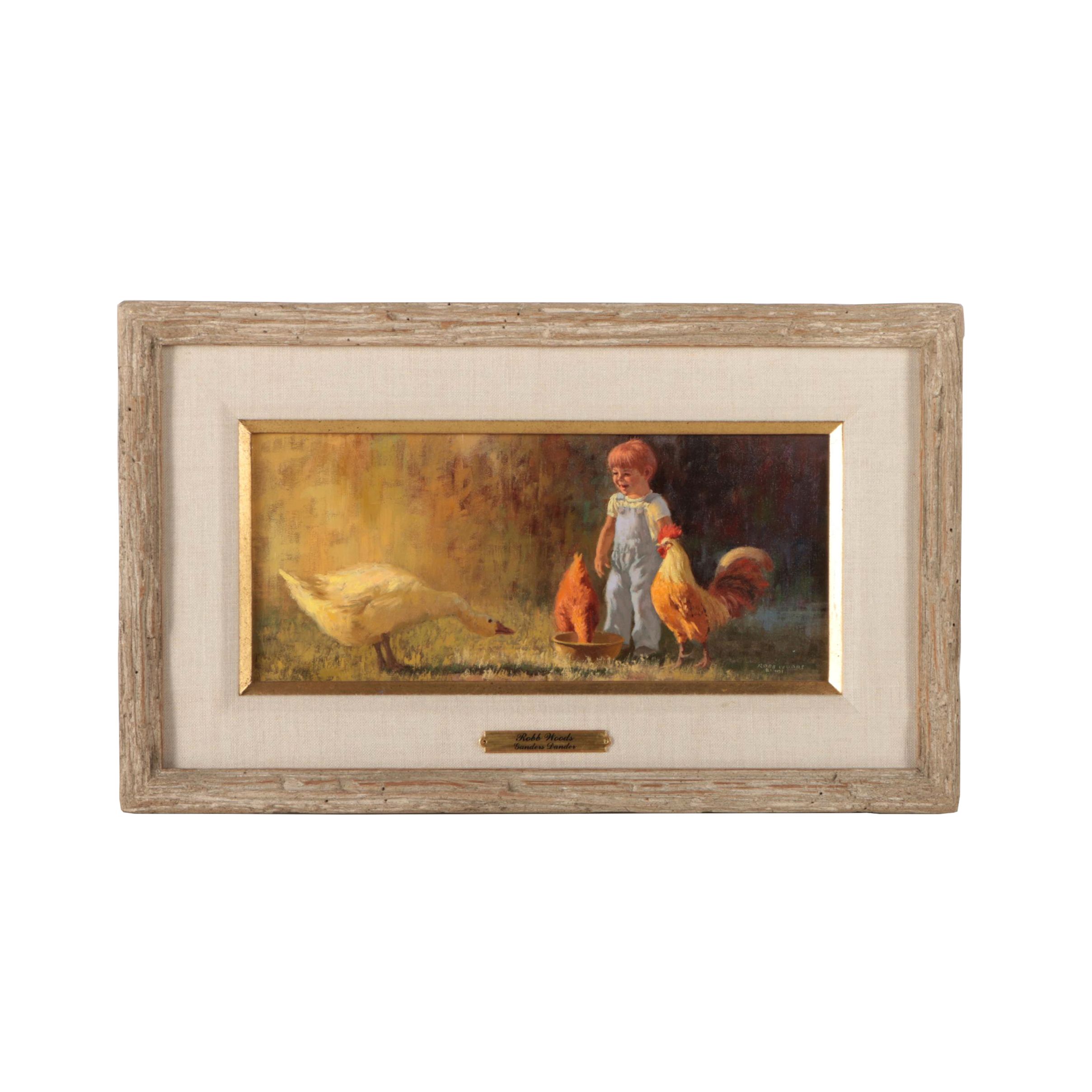 Robb Woods Oil Painting on Canvas Board "Ganders Dander"