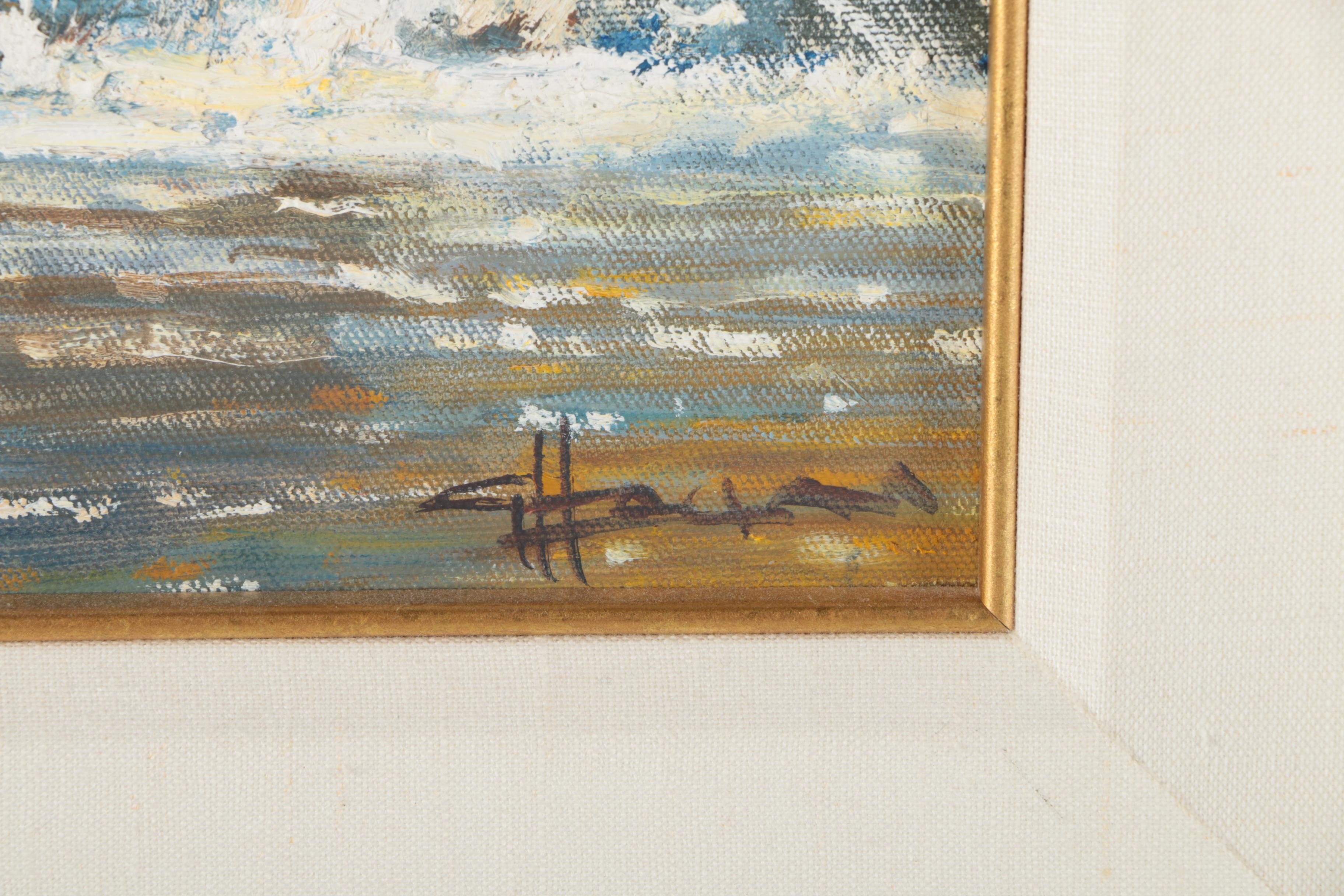 Framed Oil Painting of Wild Horses