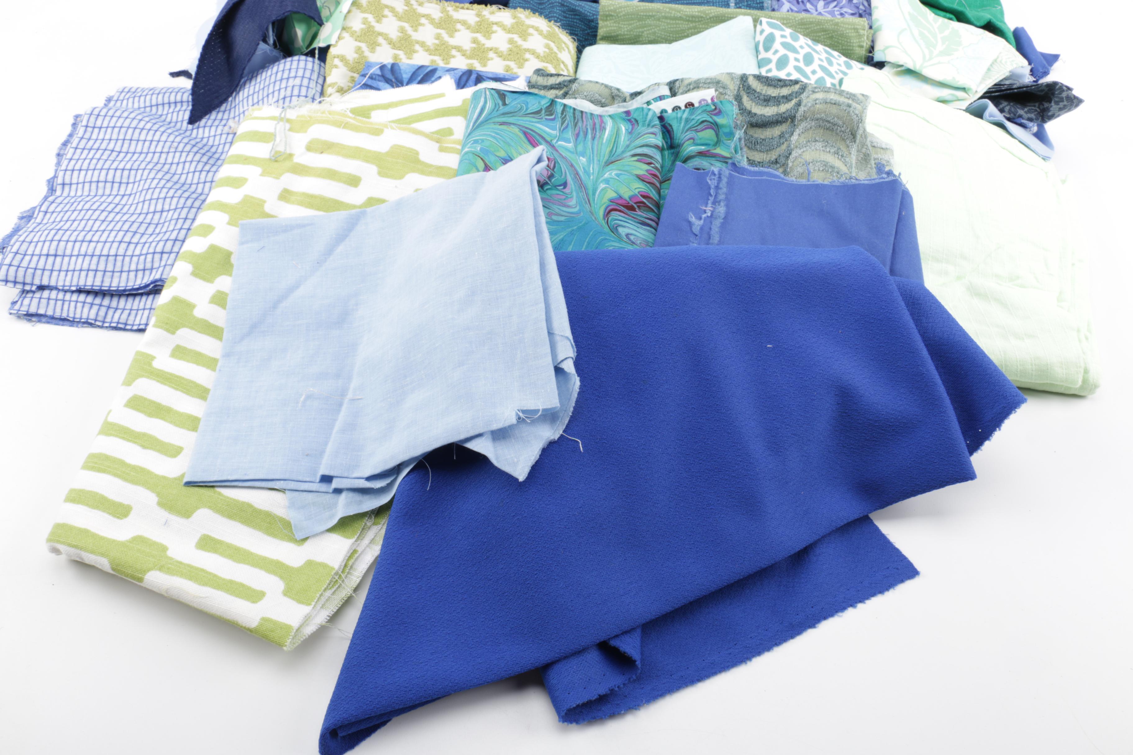 Blue and Green Fabric