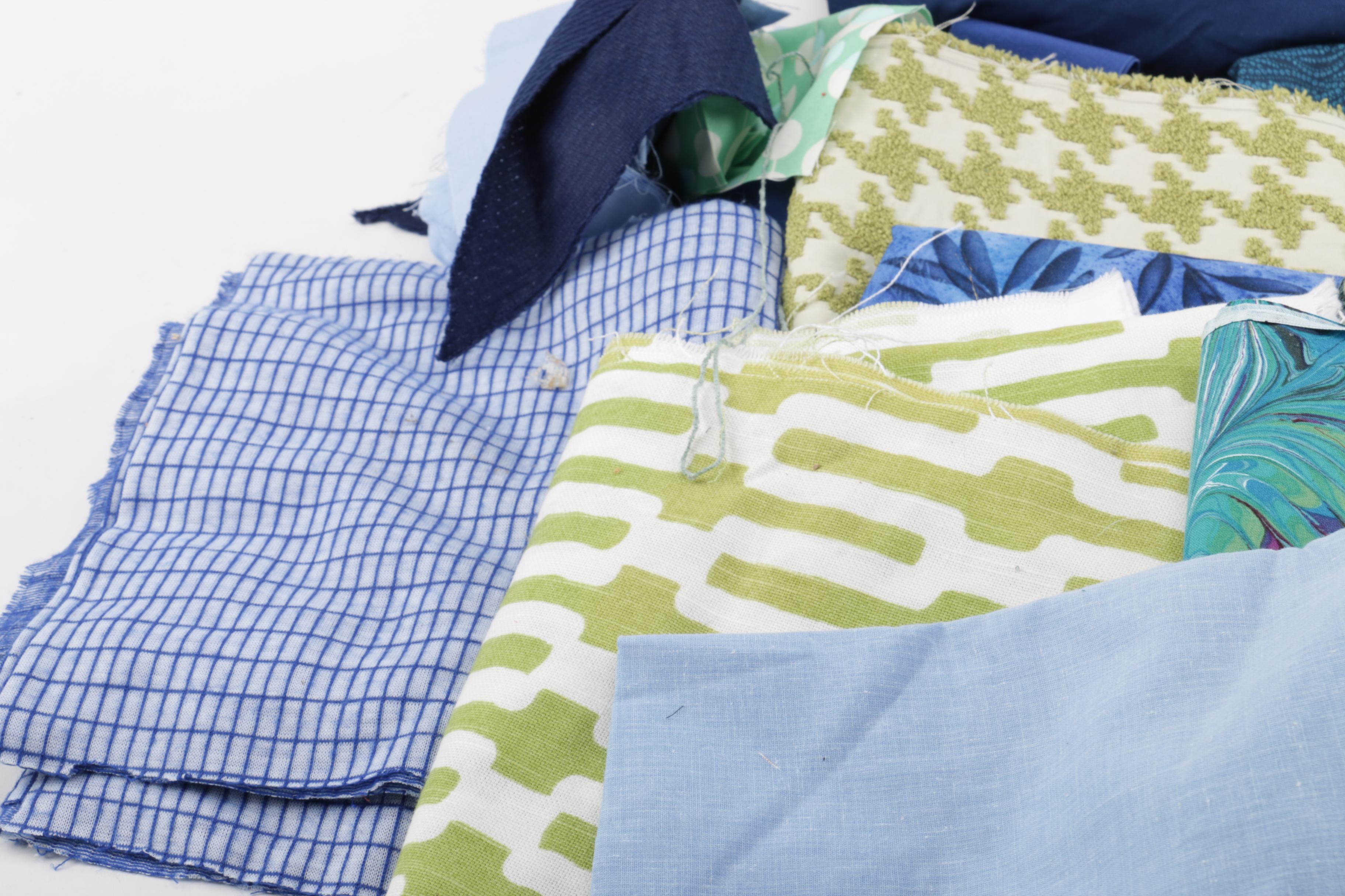 Blue and Green Fabric