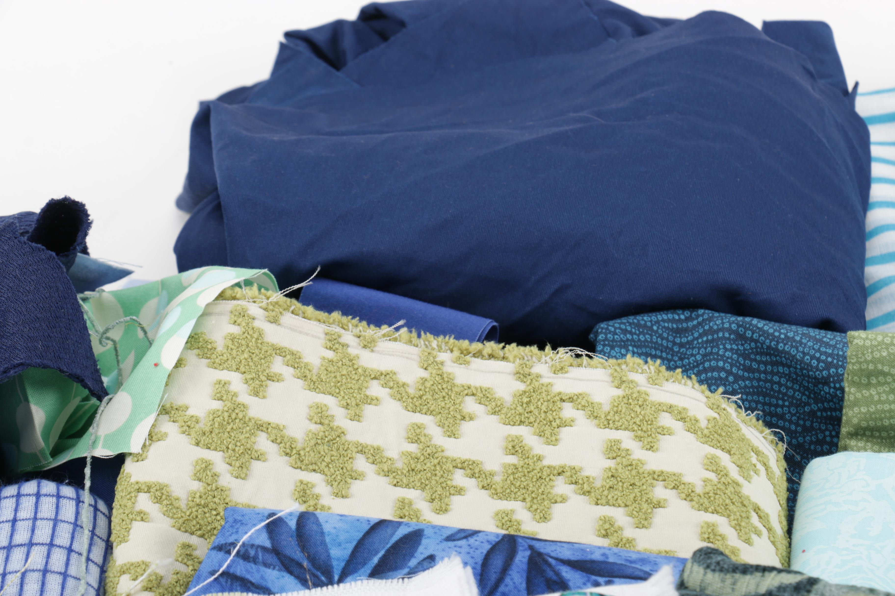 Blue and Green Fabric