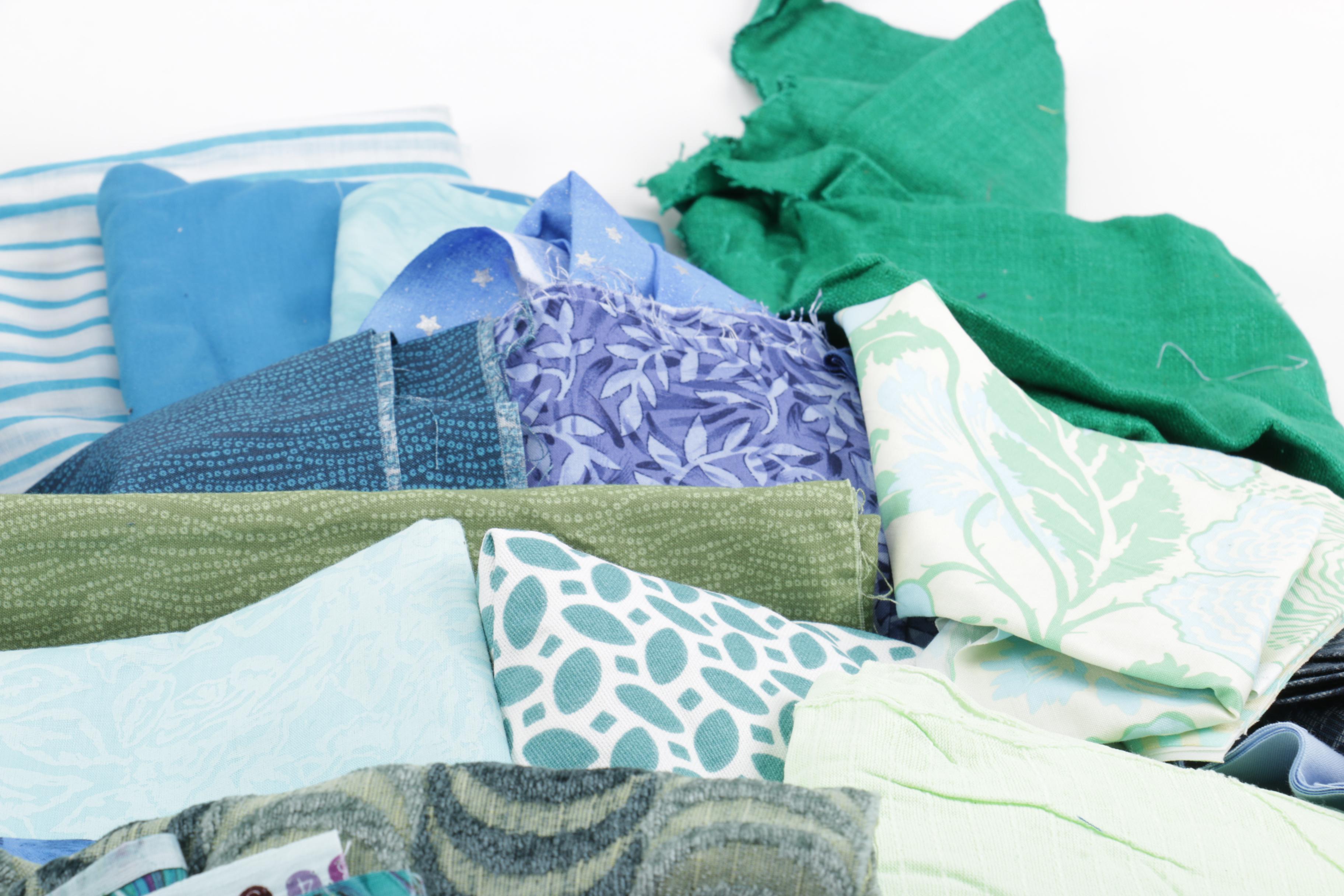 Blue and Green Fabric