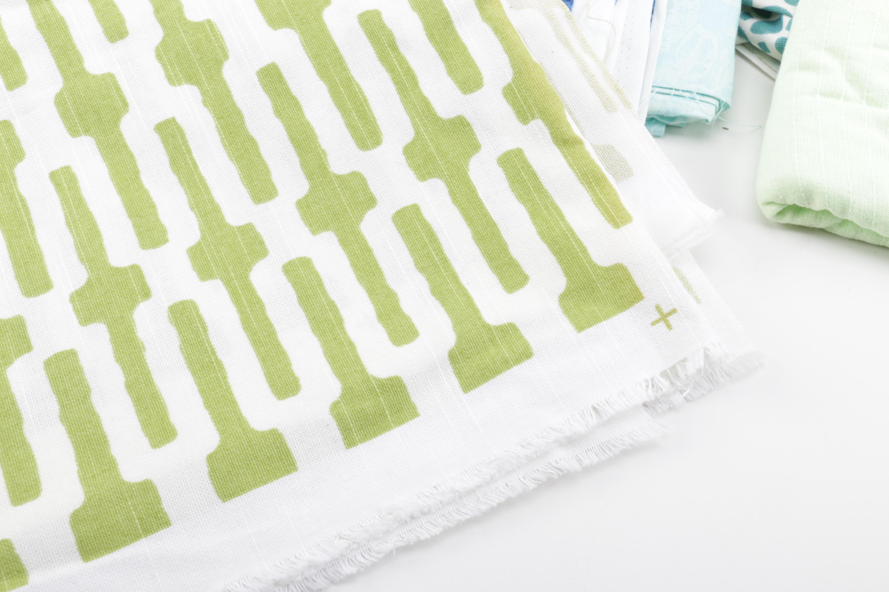 Blue and Green Fabric