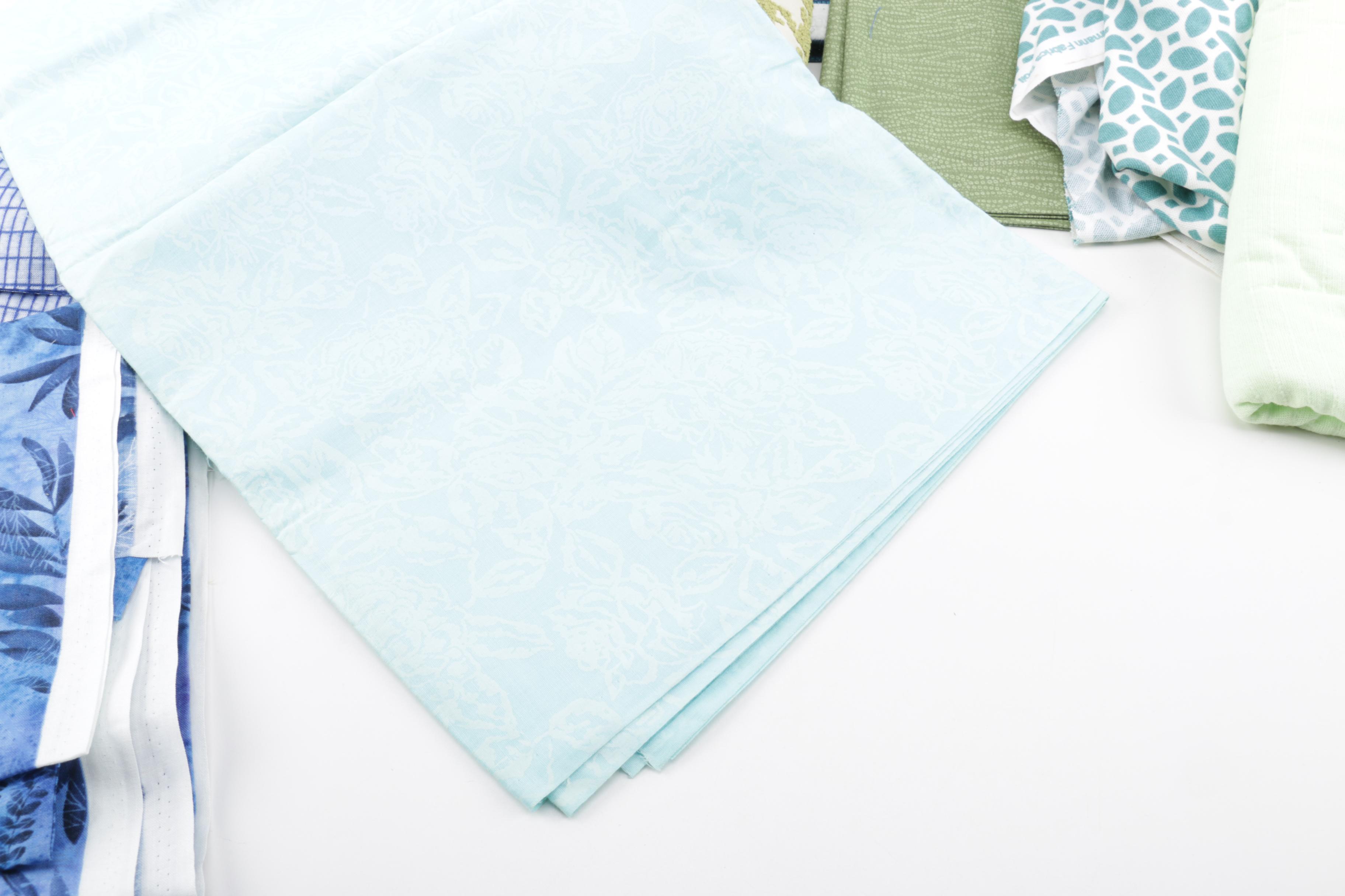 Blue and Green Fabric