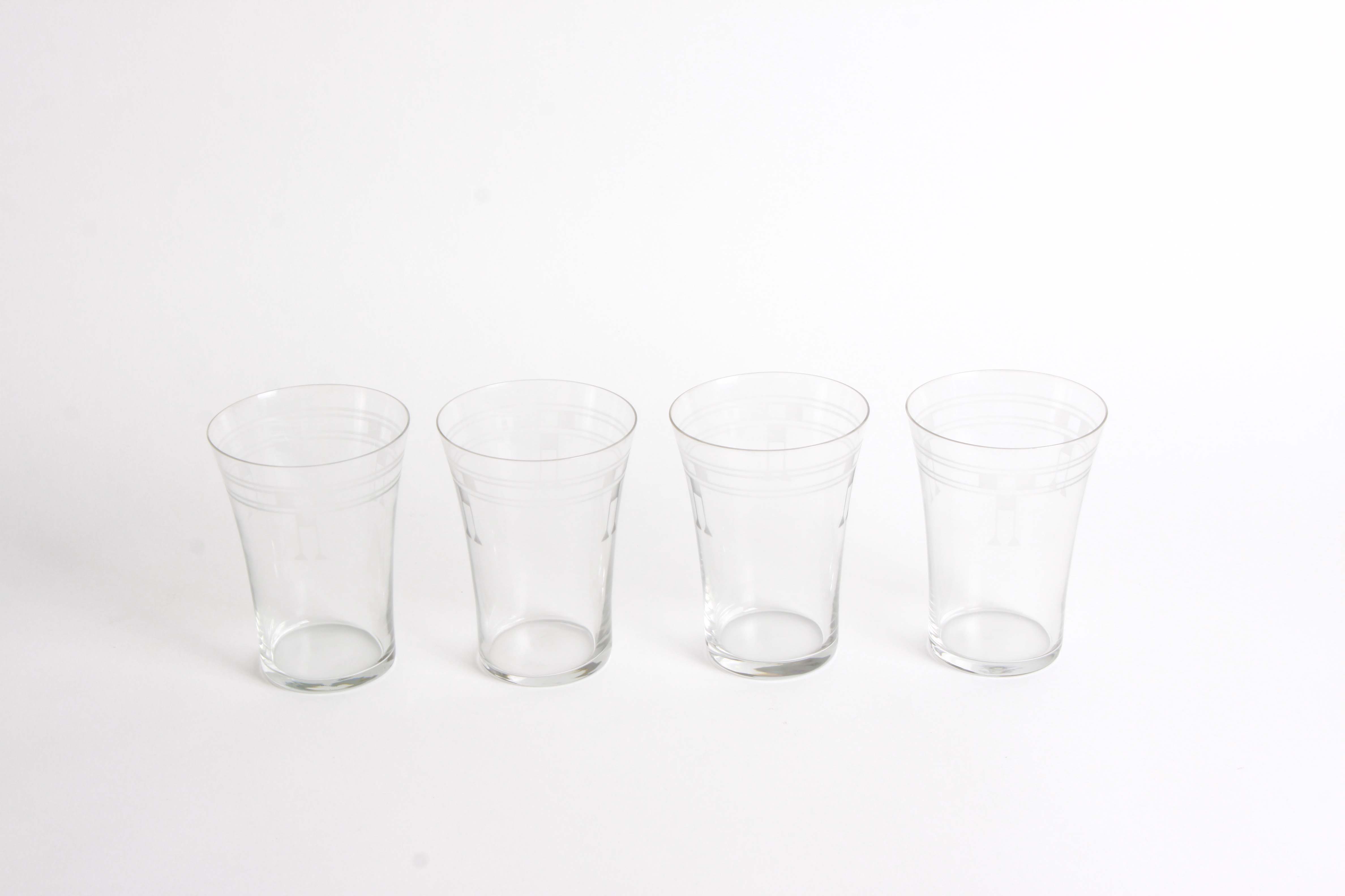 Vintage Floral and Geometric Etched Glass Stemware Group