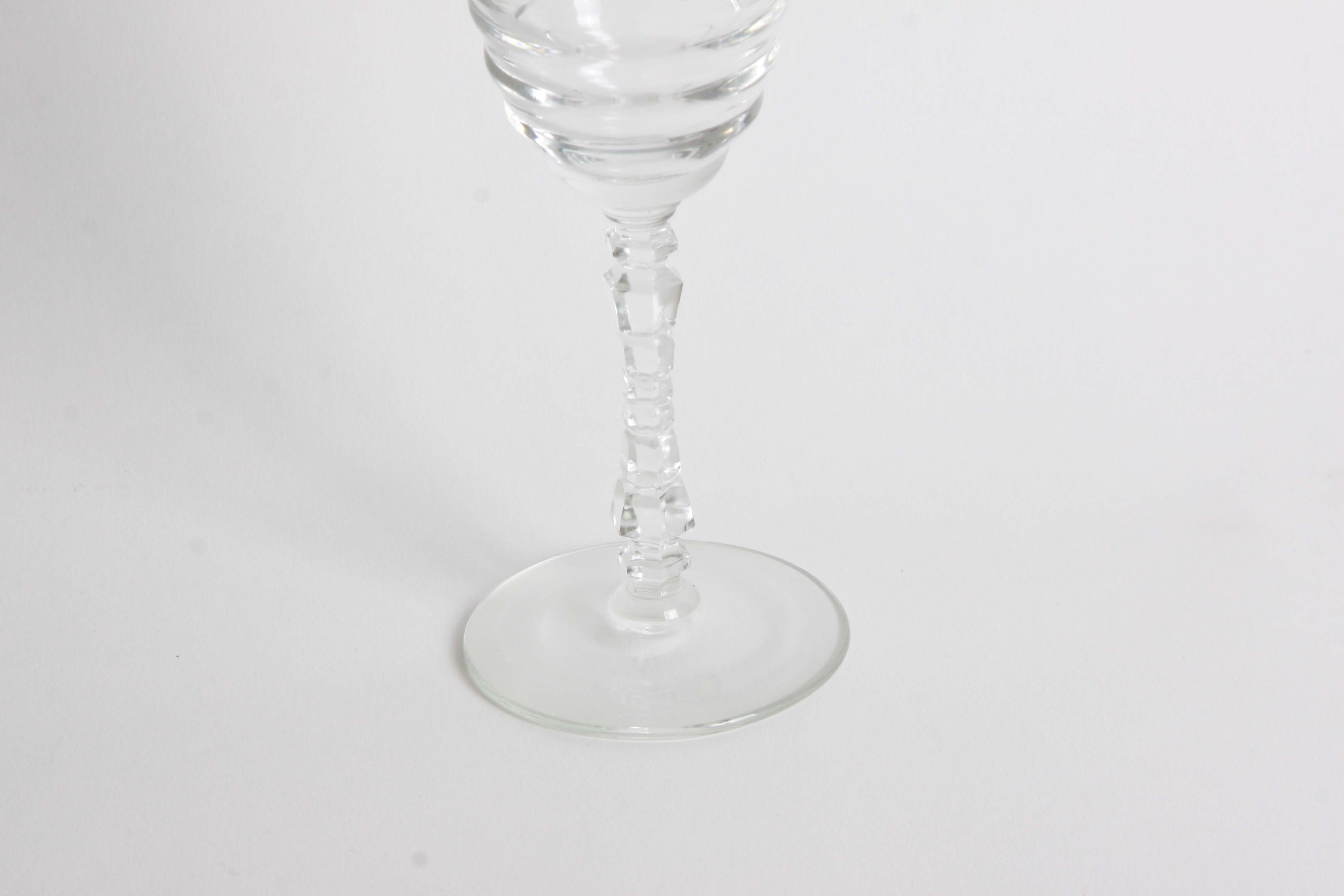 Vintage Floral and Geometric Etched Glass Stemware Group