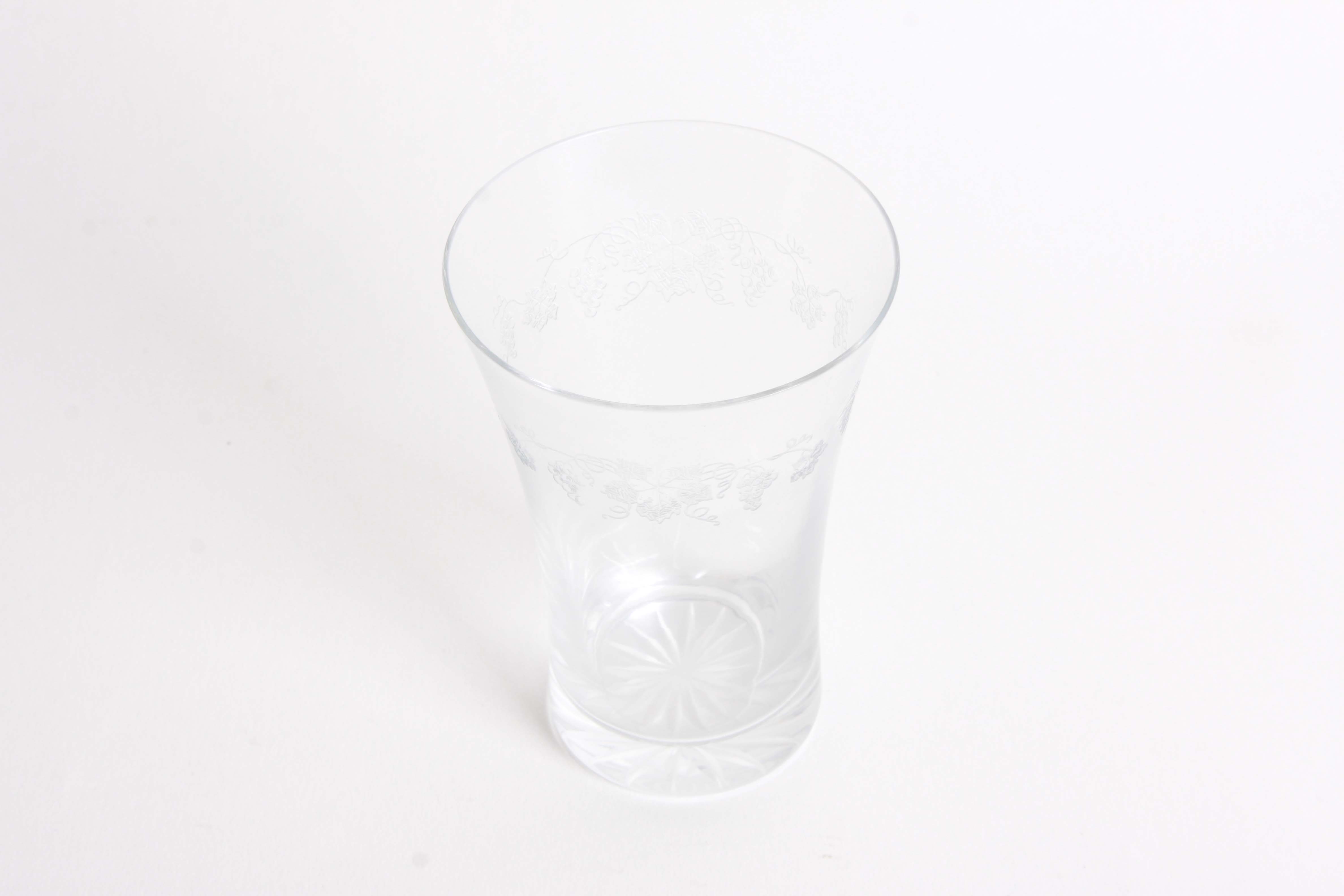 Vintage Floral and Geometric Etched Glass Stemware Group