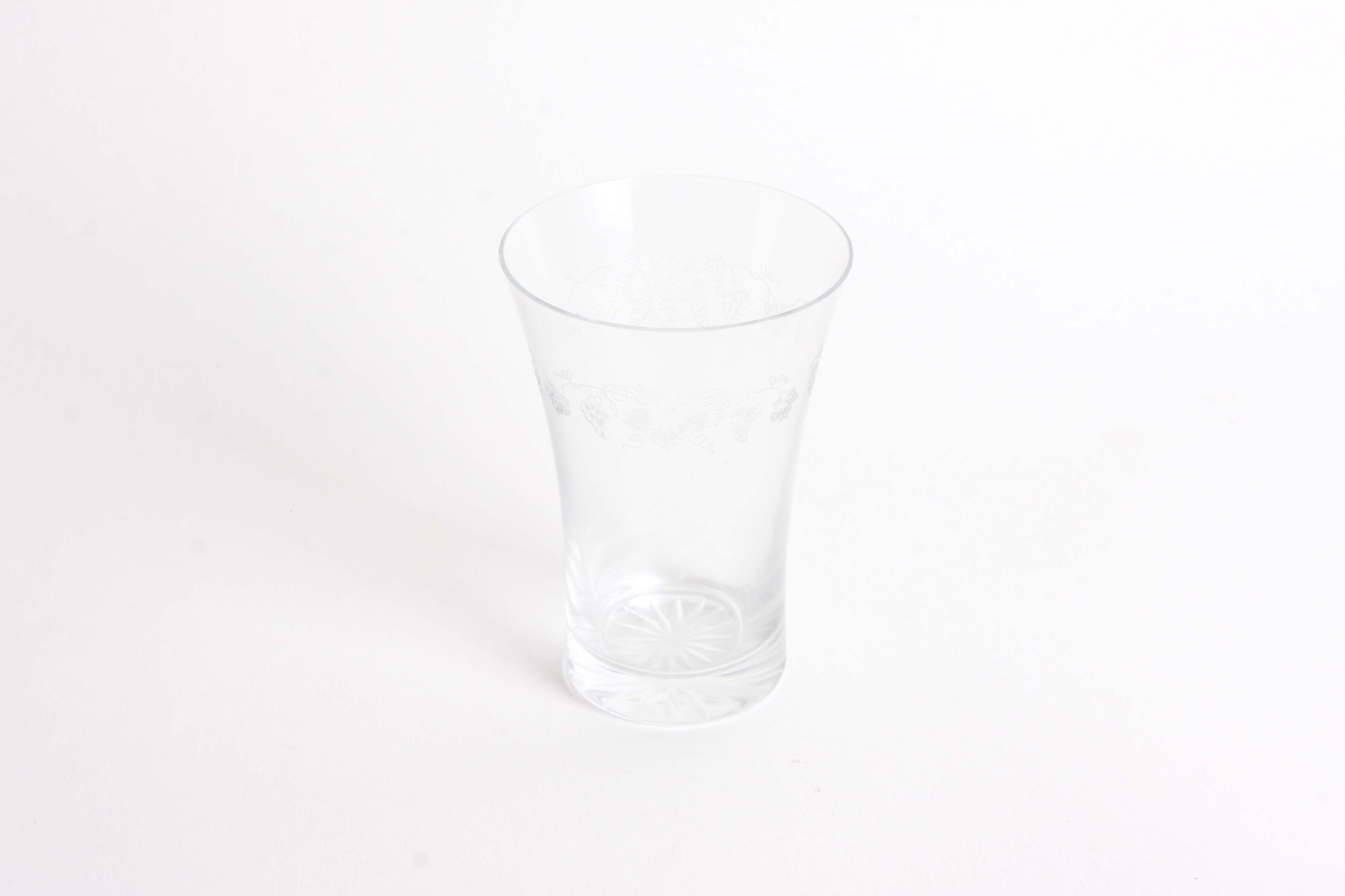 Vintage Floral and Geometric Etched Glass Stemware Group