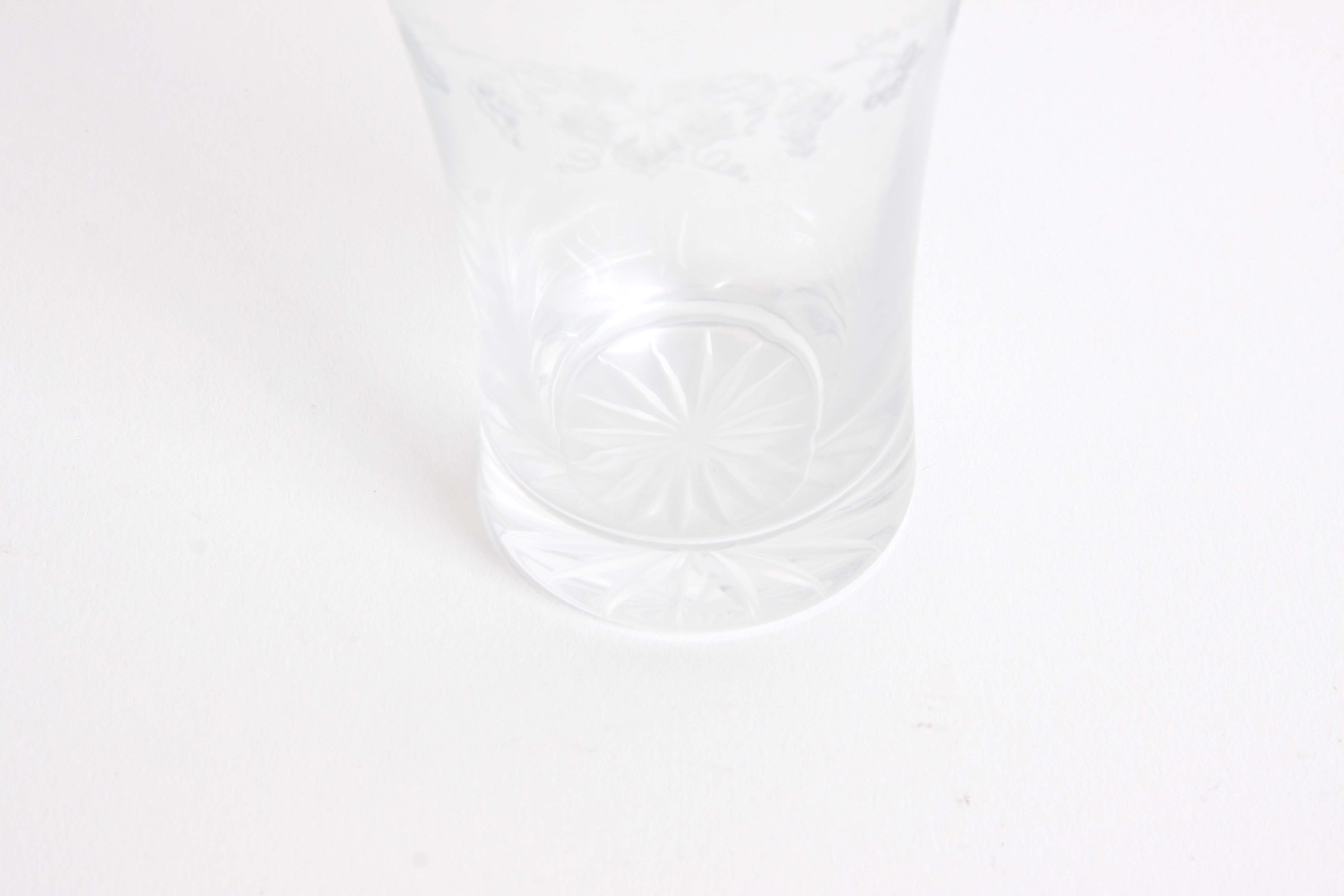 Vintage Floral and Geometric Etched Glass Stemware Group