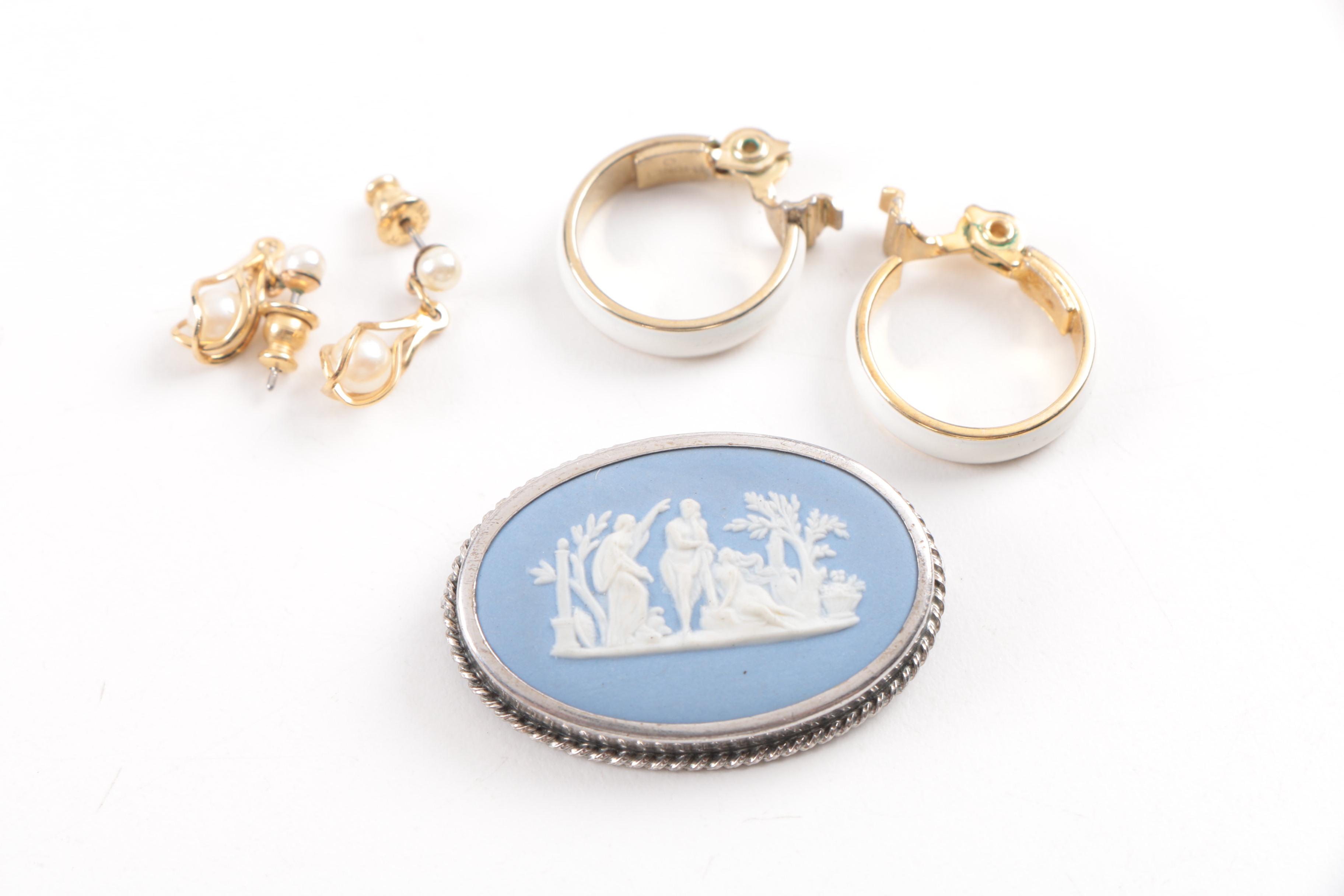 Vintage Jewelry Including Trifari and Wedgwood