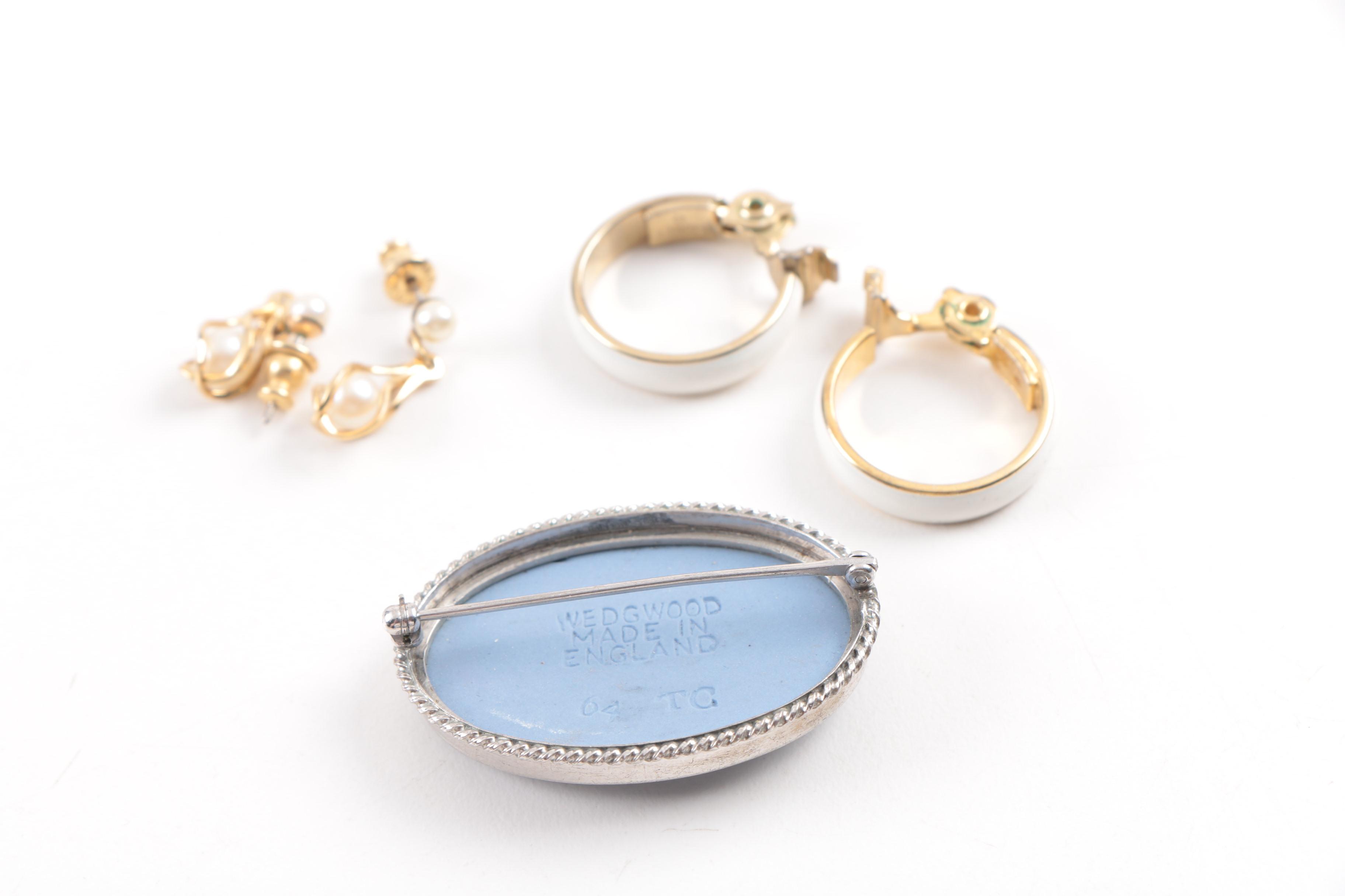 Vintage Jewelry Including Trifari and Wedgwood