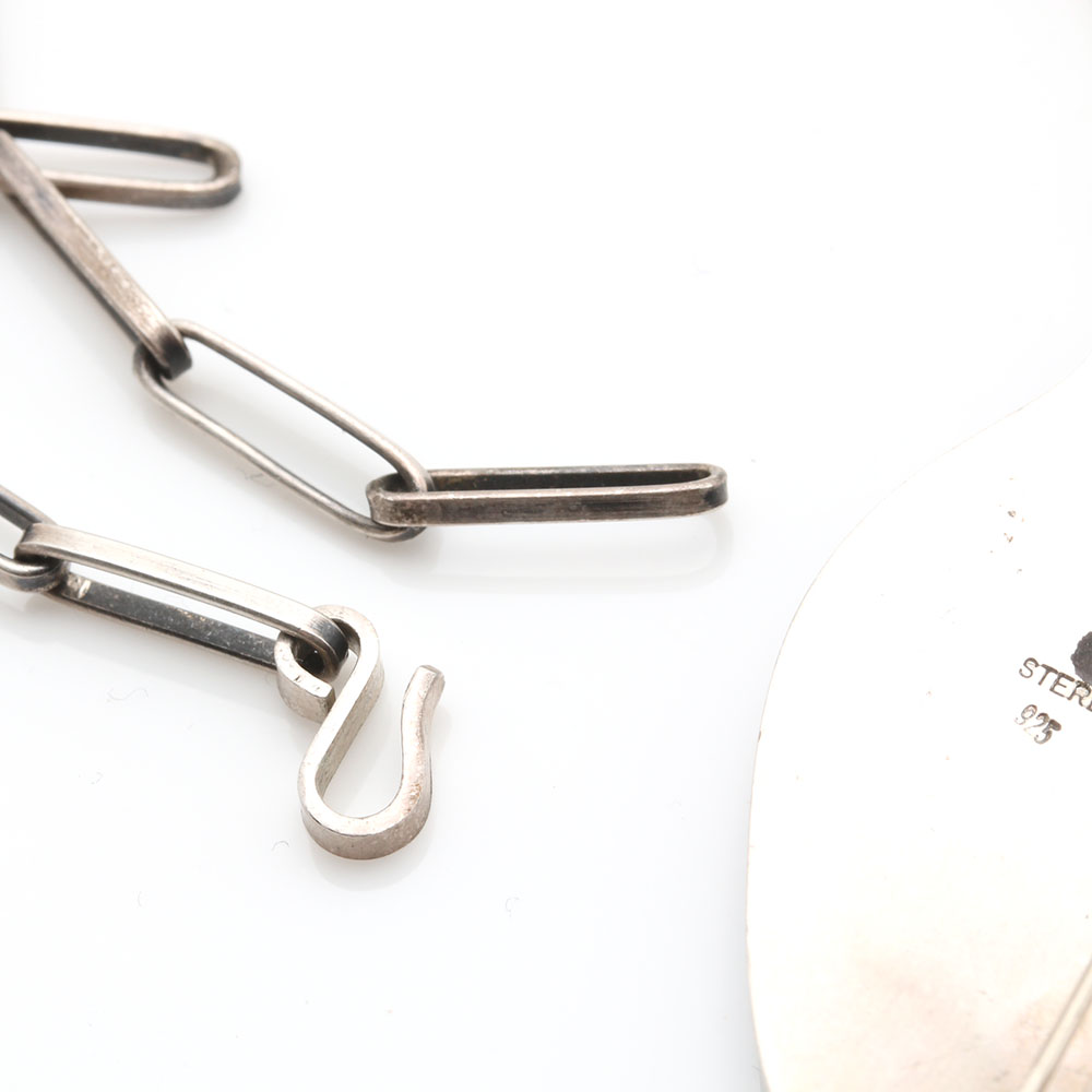 Joe Josytewa Hopi Overlay Bear Paw Converter Pendant Necklace