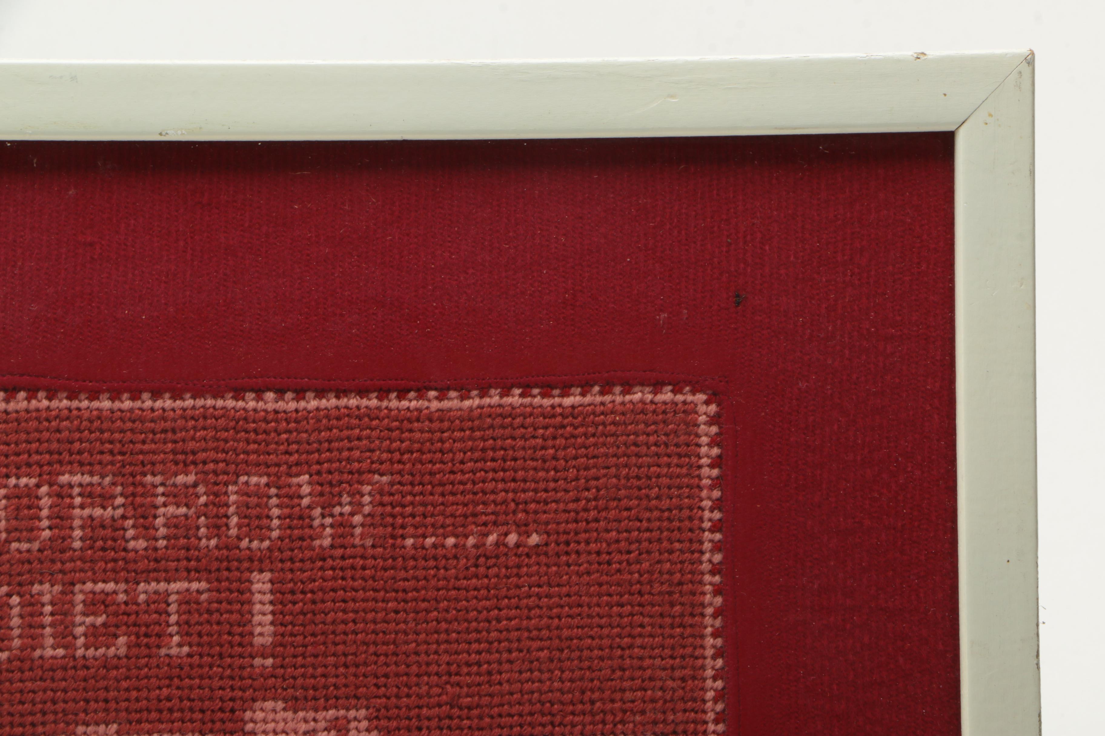 Needlepoint Embroideries of a Deer and a Pig