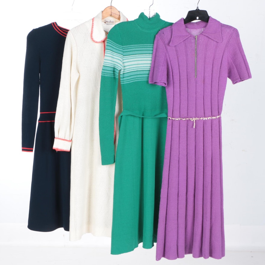 Circa 1970s Vintage Knit Dresses