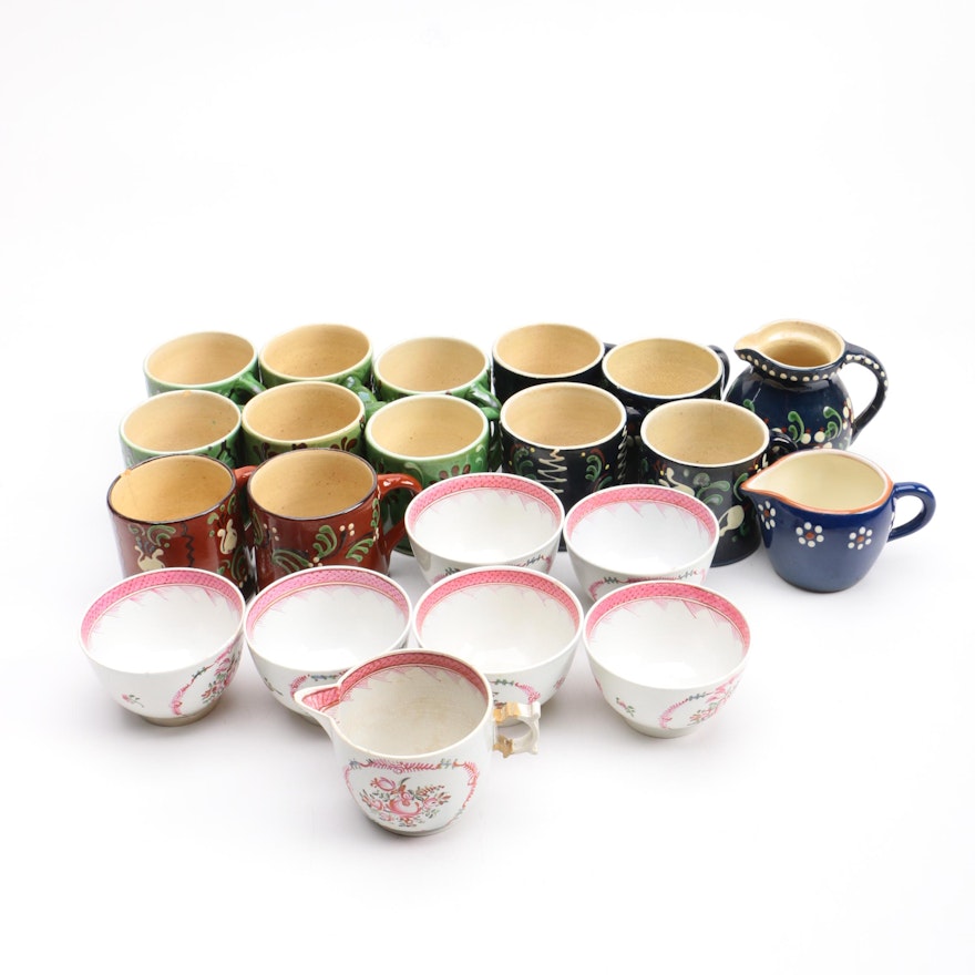 Chinese Export Teaware with Stoneware Mugs