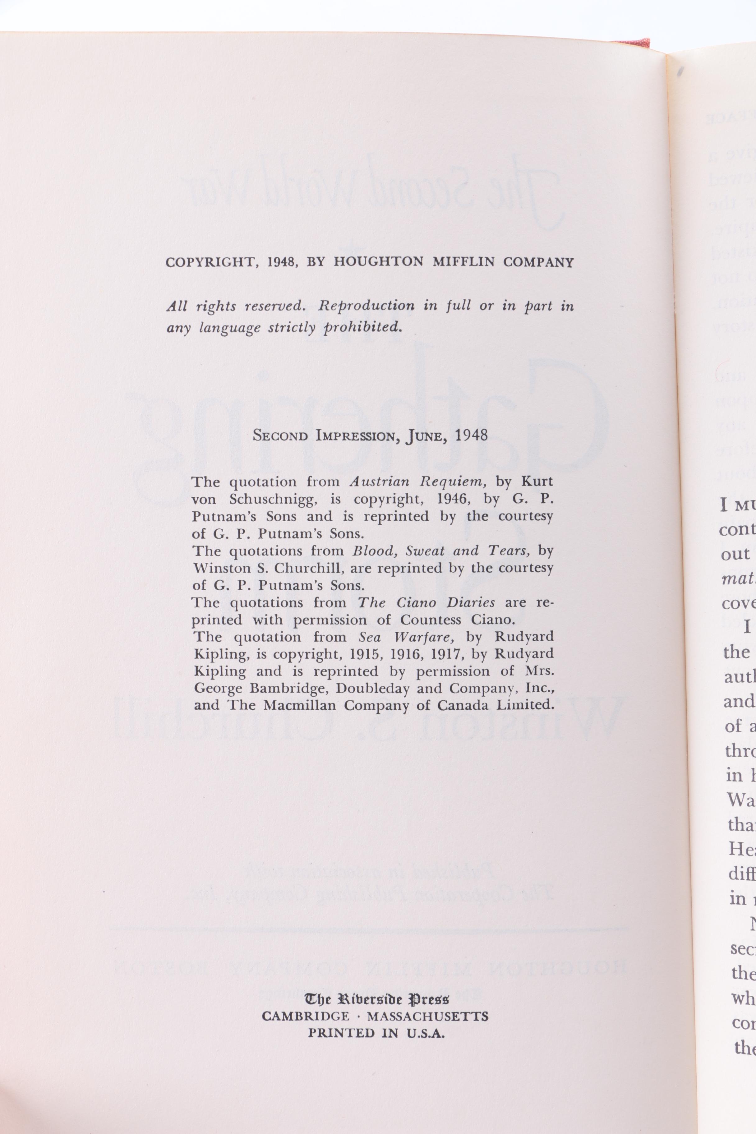 Winston Churchill Books featuring "The Second World War" Series