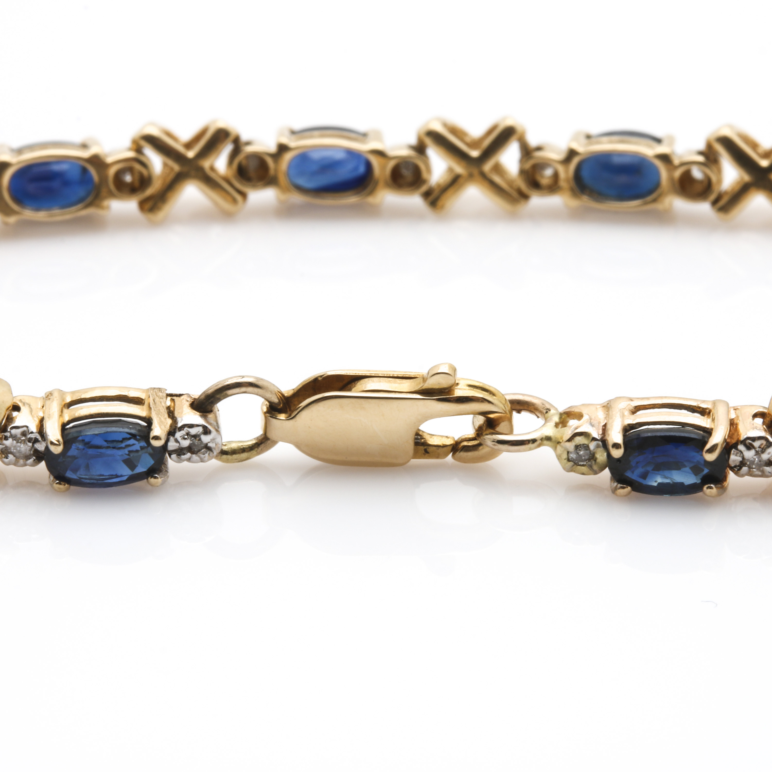 14K Yellow Gold Diamond and Blue Sapphire Bracelet
