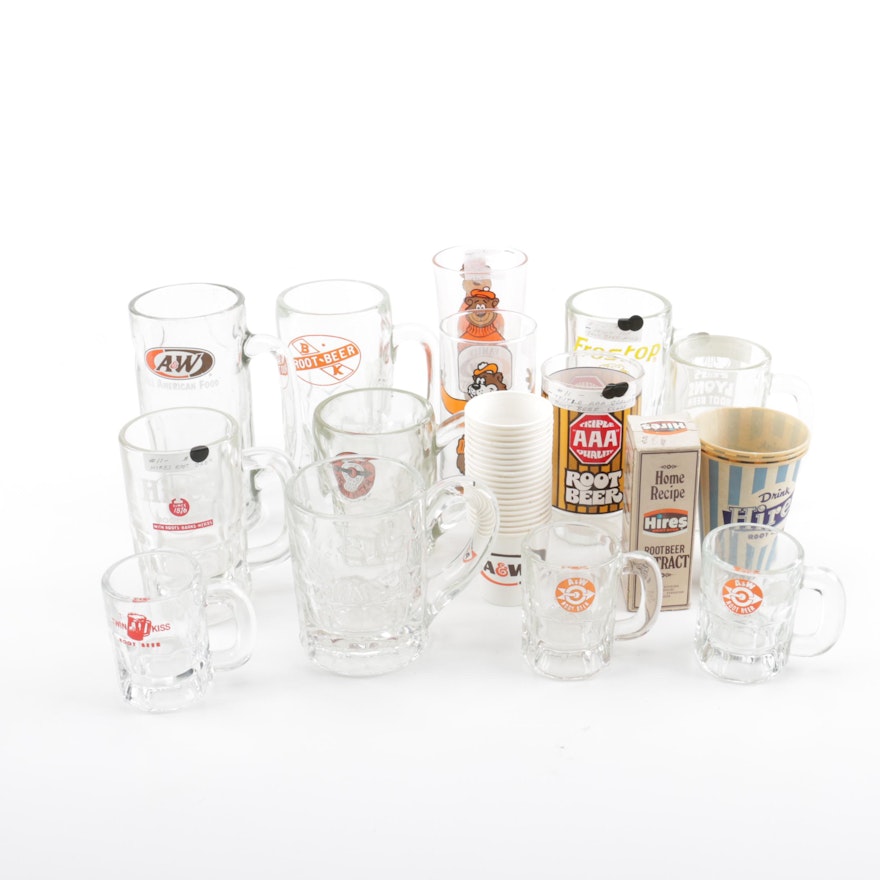 Collection of Rootbeer Company Mugs and Glasses