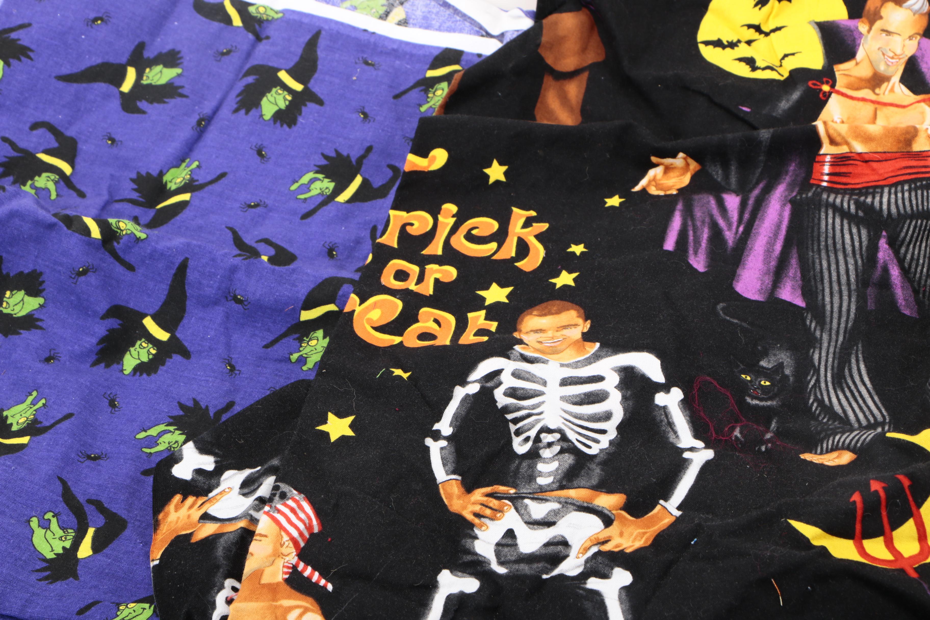 Assorted Halloween Fabric and Needle Point Bag