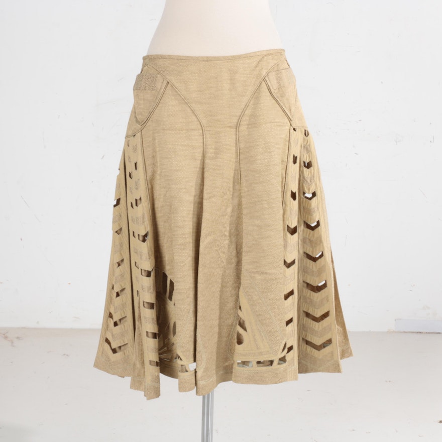 Zac Posen Khaki Linen Blend Skirt