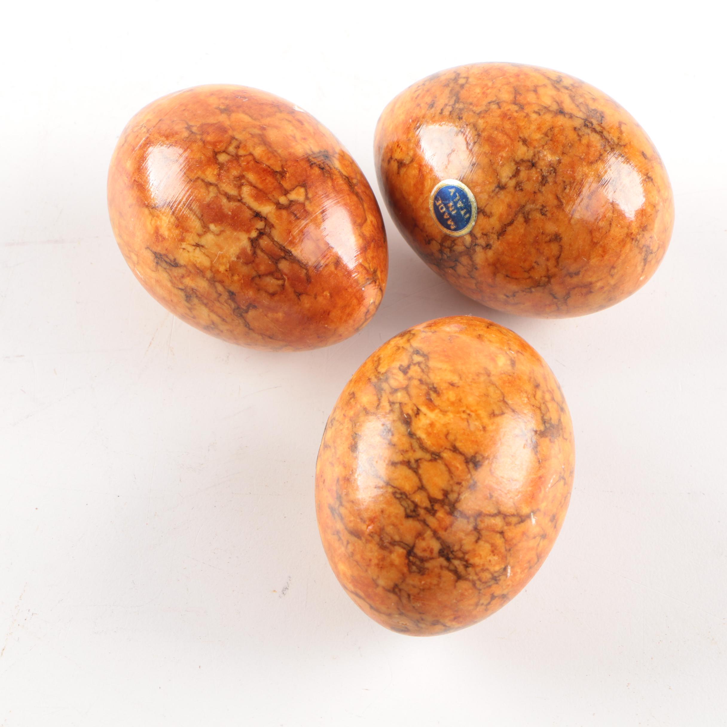Group of Italian Dyed Alabaster Stone Eggs