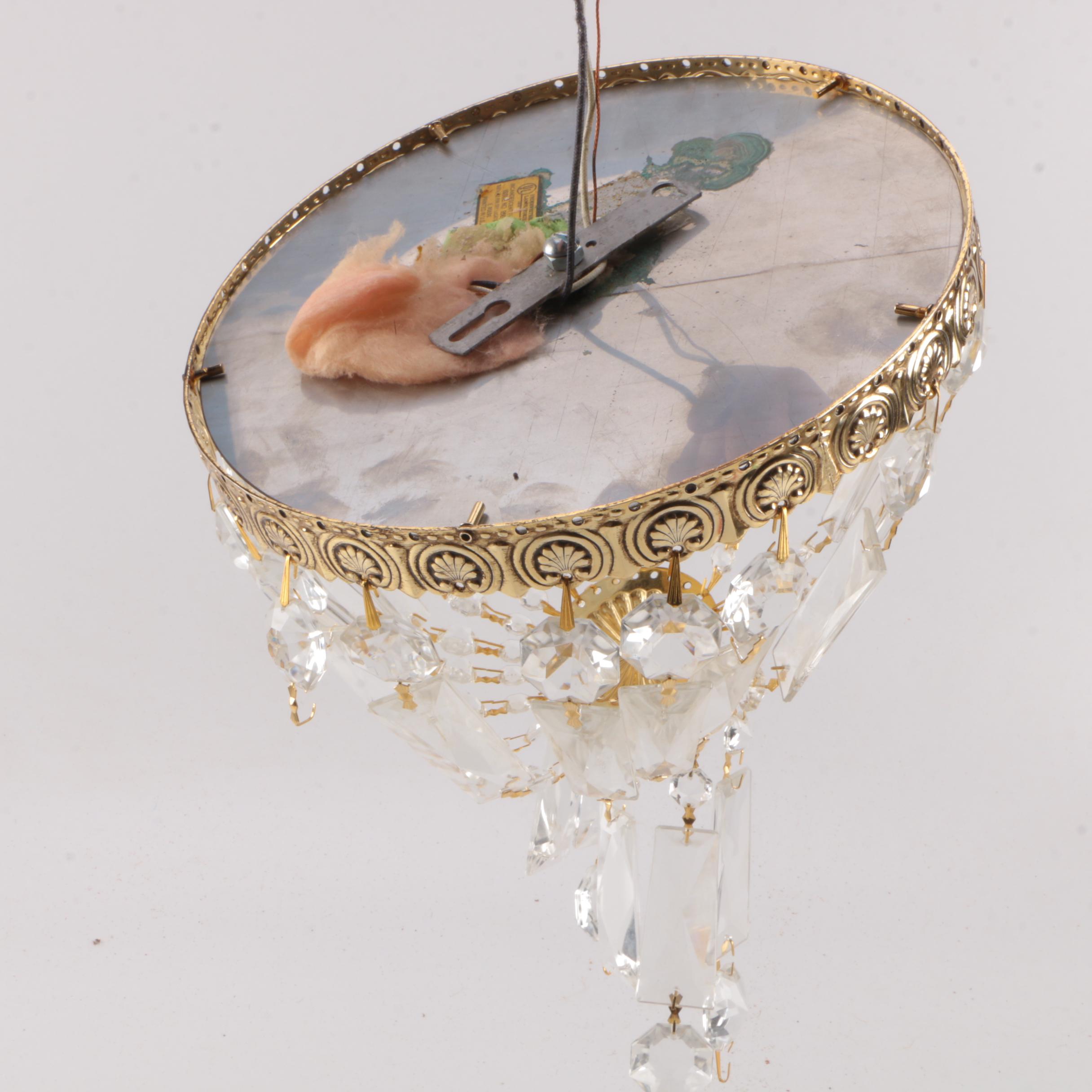 Gold-Tone and Glass Prism Chandelier