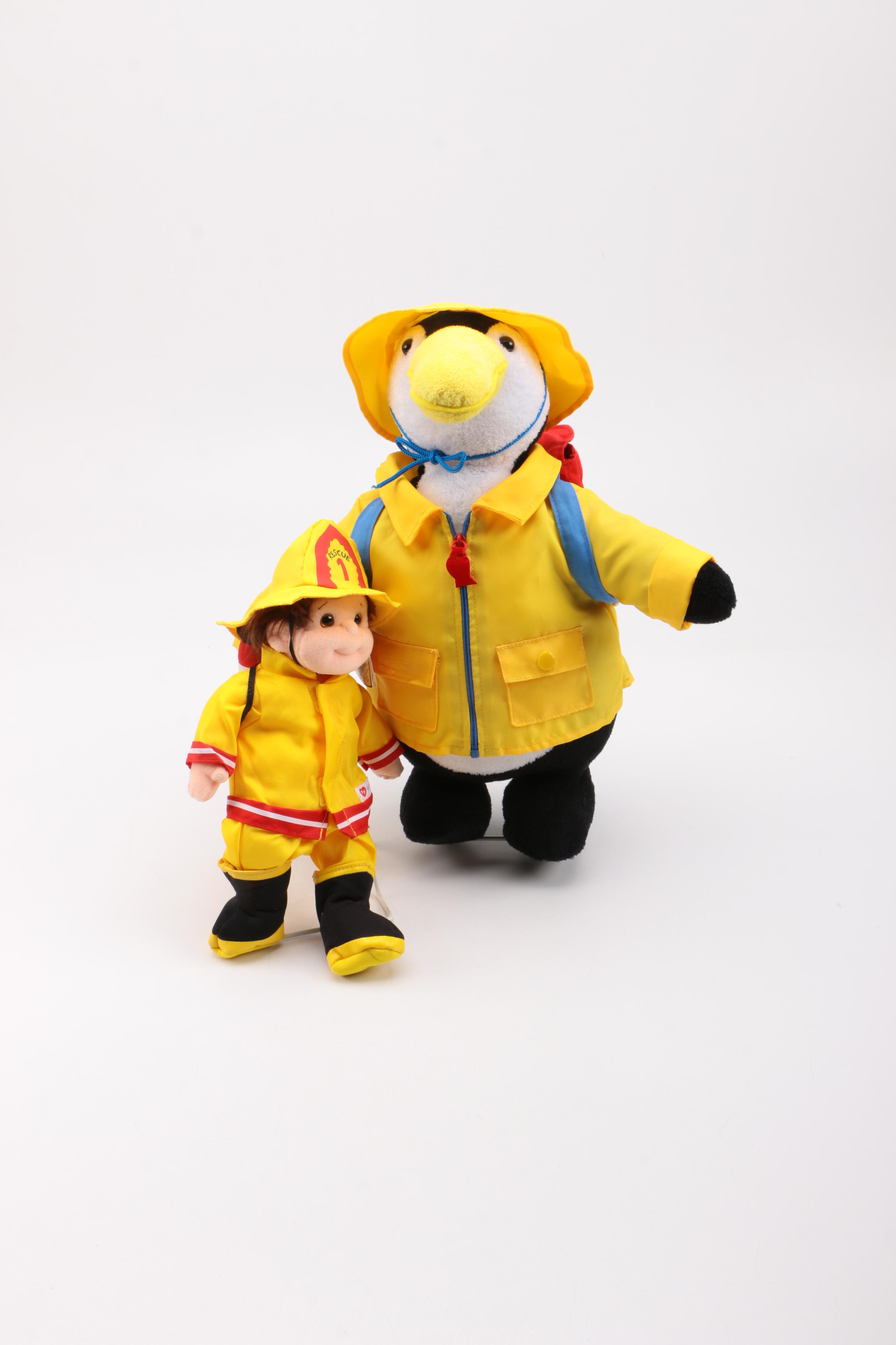 Ty Firefighter and Paz the Penguin Plush Toys