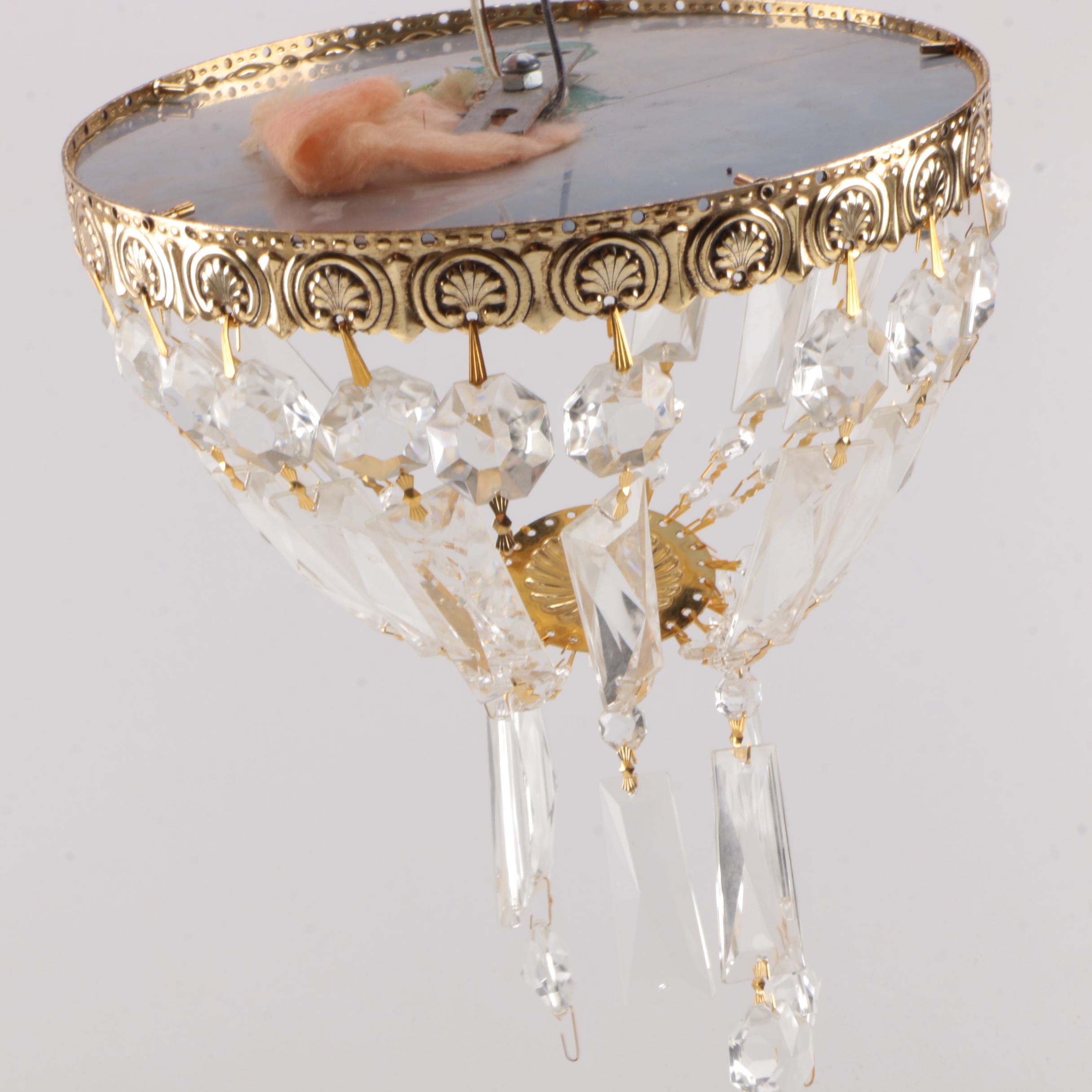 Gold-Tone and Glass Prism Chandelier