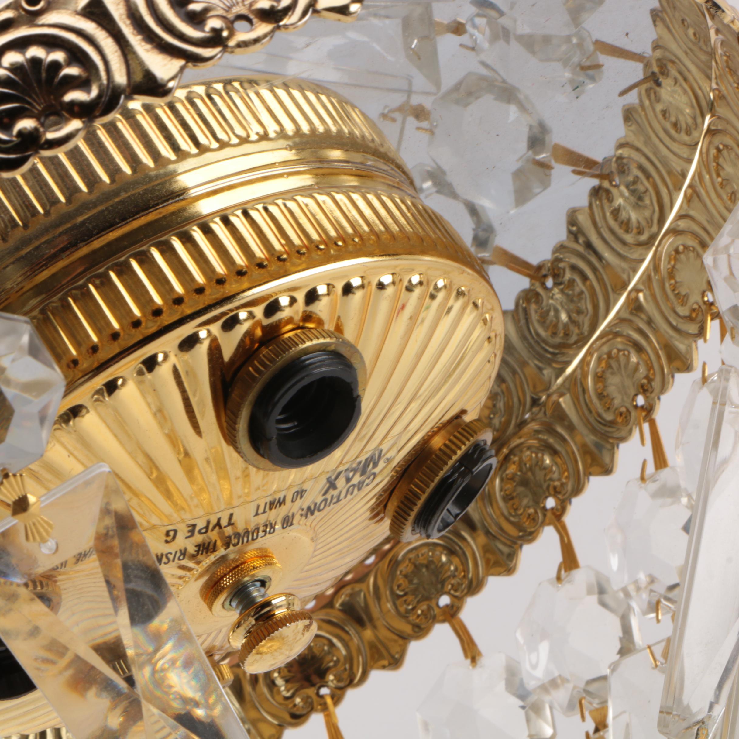 Gold-Tone and Glass Prism Chandelier