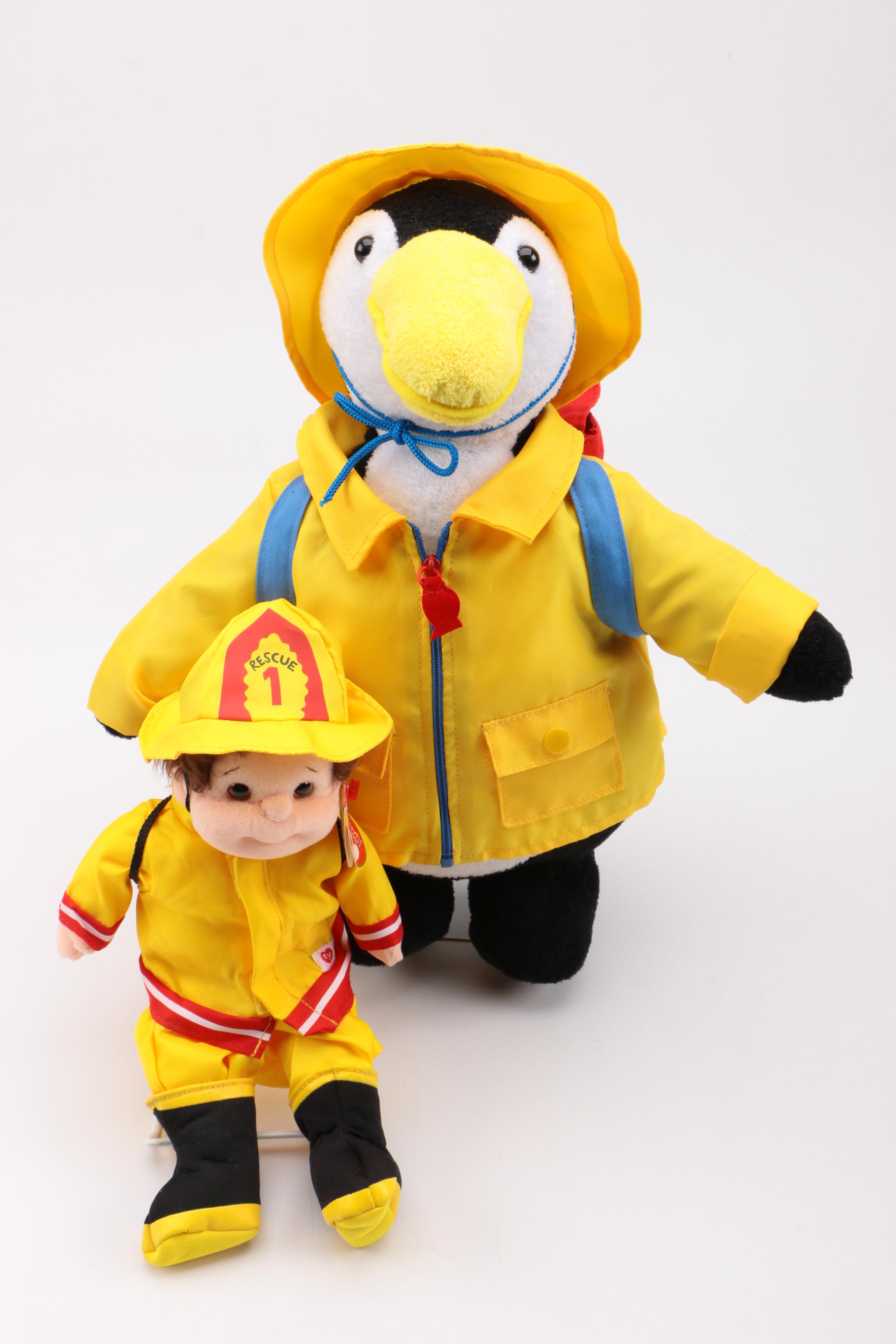 Ty Firefighter and Paz the Penguin Plush Toys