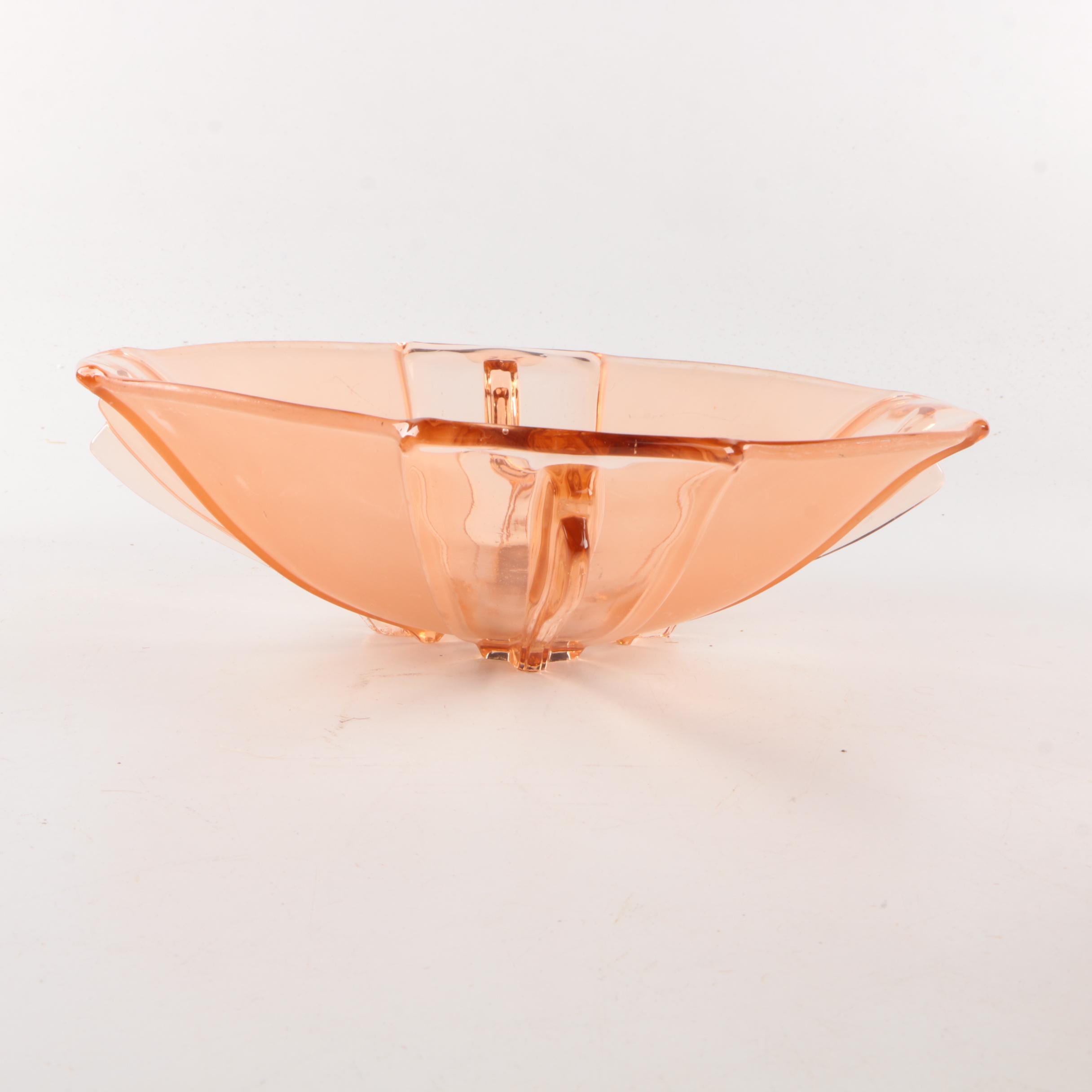 Pink Depression Glass Footed Dish Set
